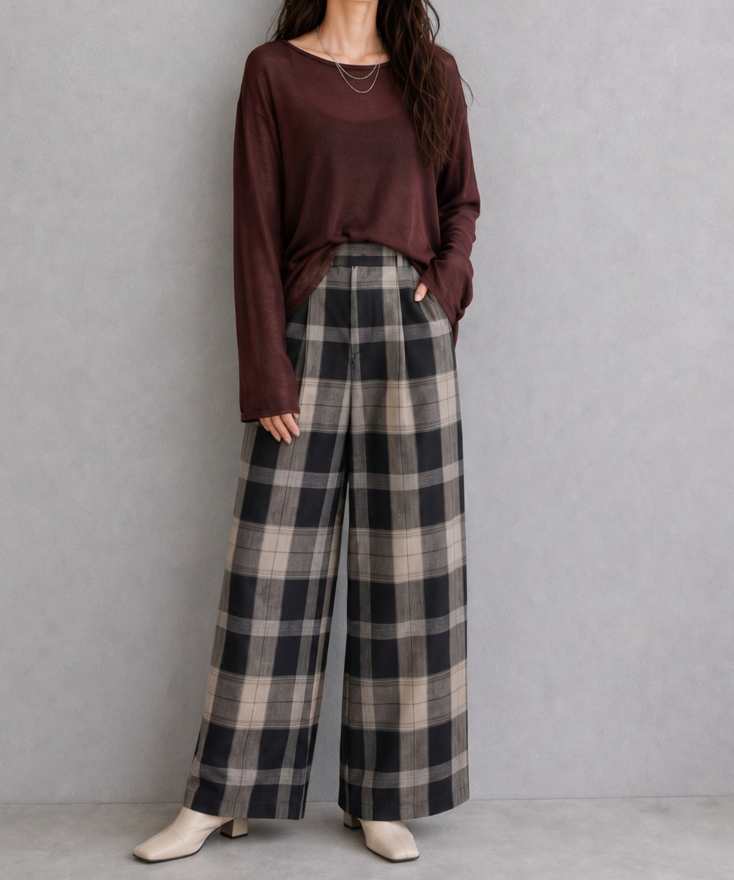 モデル身長：158cm
着用サイズ：FREE