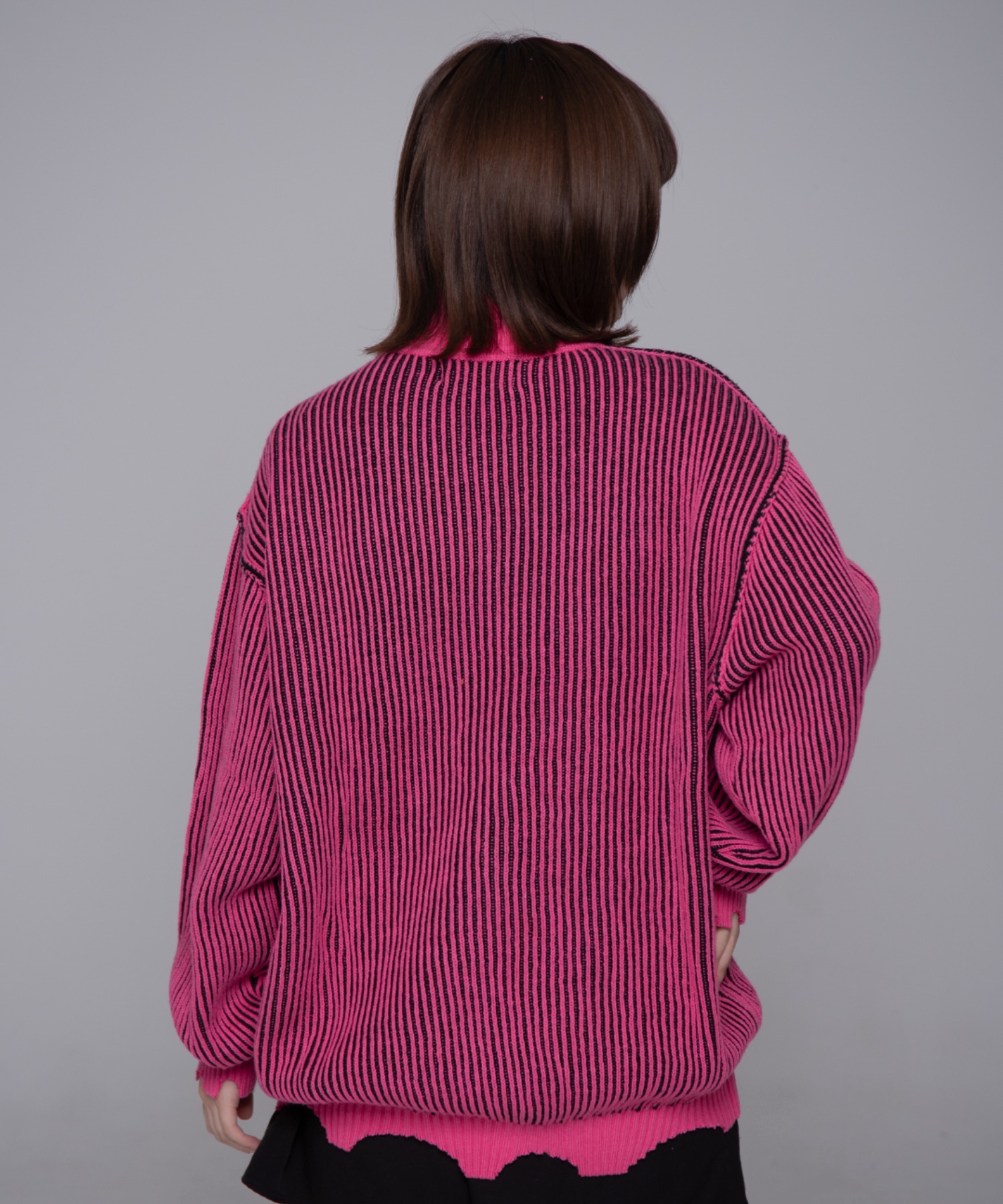mahagrid/マハグリッド』 CUTTING CONTRAST HALF ZIP-UP KNIT