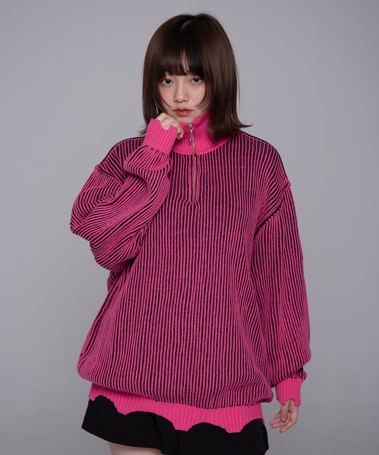 mahagrid/マハグリッド』 CUTTING CONTRAST HALF ZIP-UP KNIT mahagrid/マハグリッド』 CUTTING CONTRAST HALF ZIP-UP KNIT
