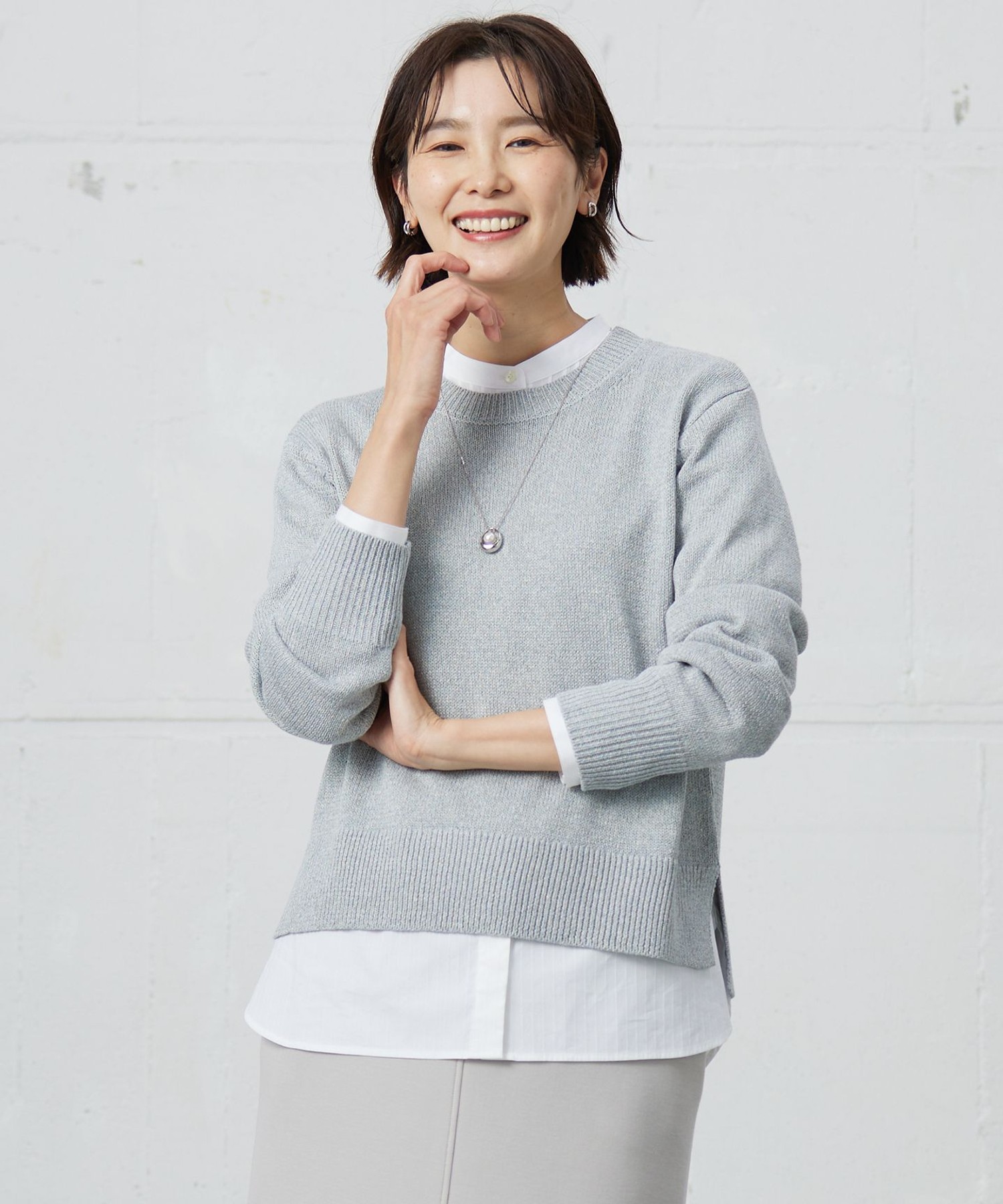 【洗える】Reeves  Shine クルーネック ニット