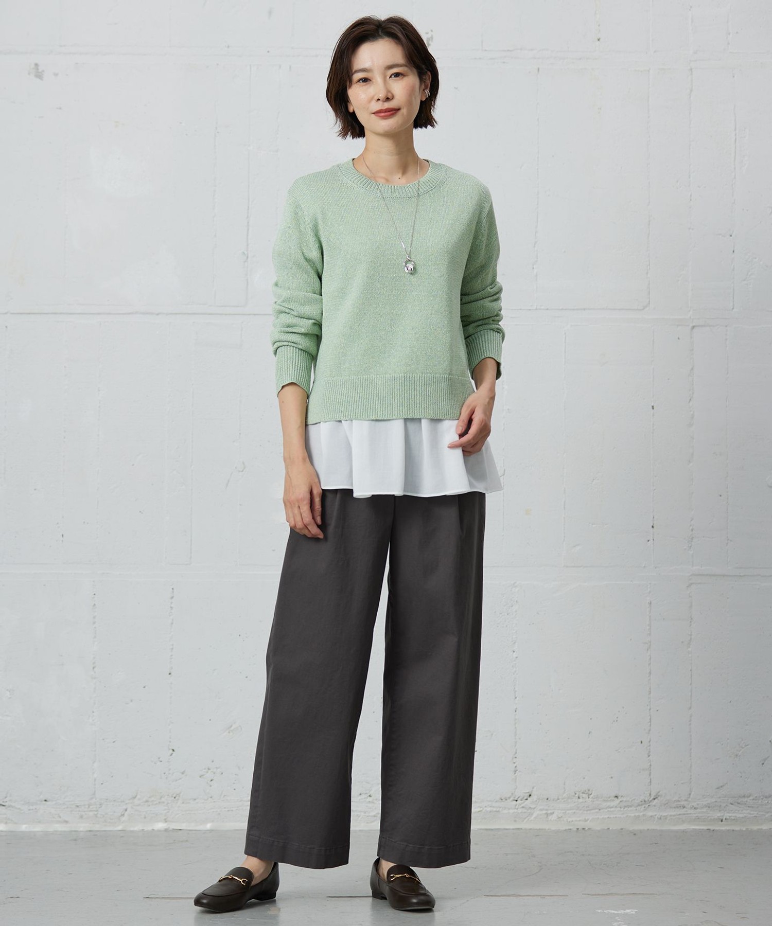 【洗える】Reeves  Shine クルーネック ニット