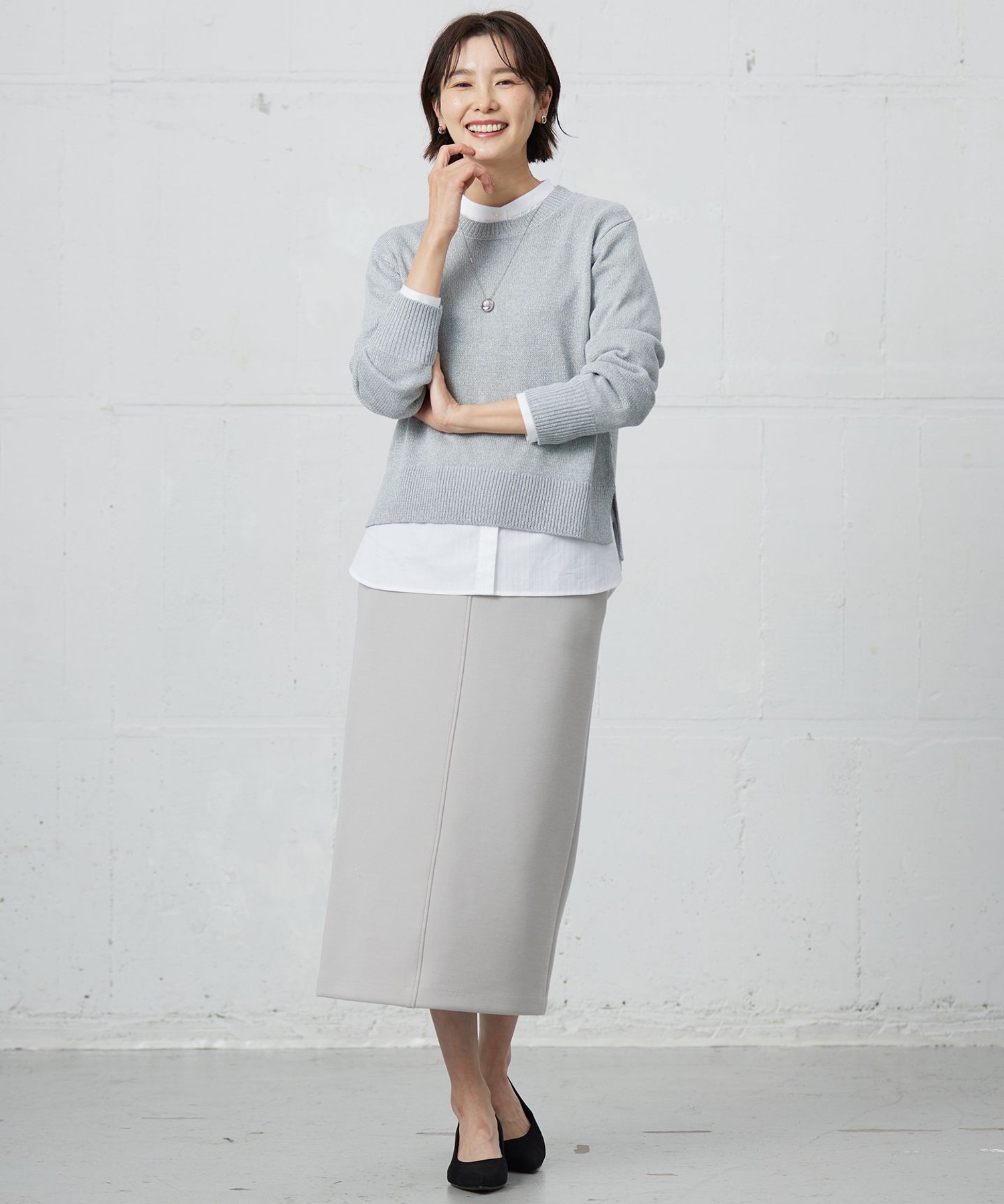 【洗える】Reeves  Shine クルーネック ニット