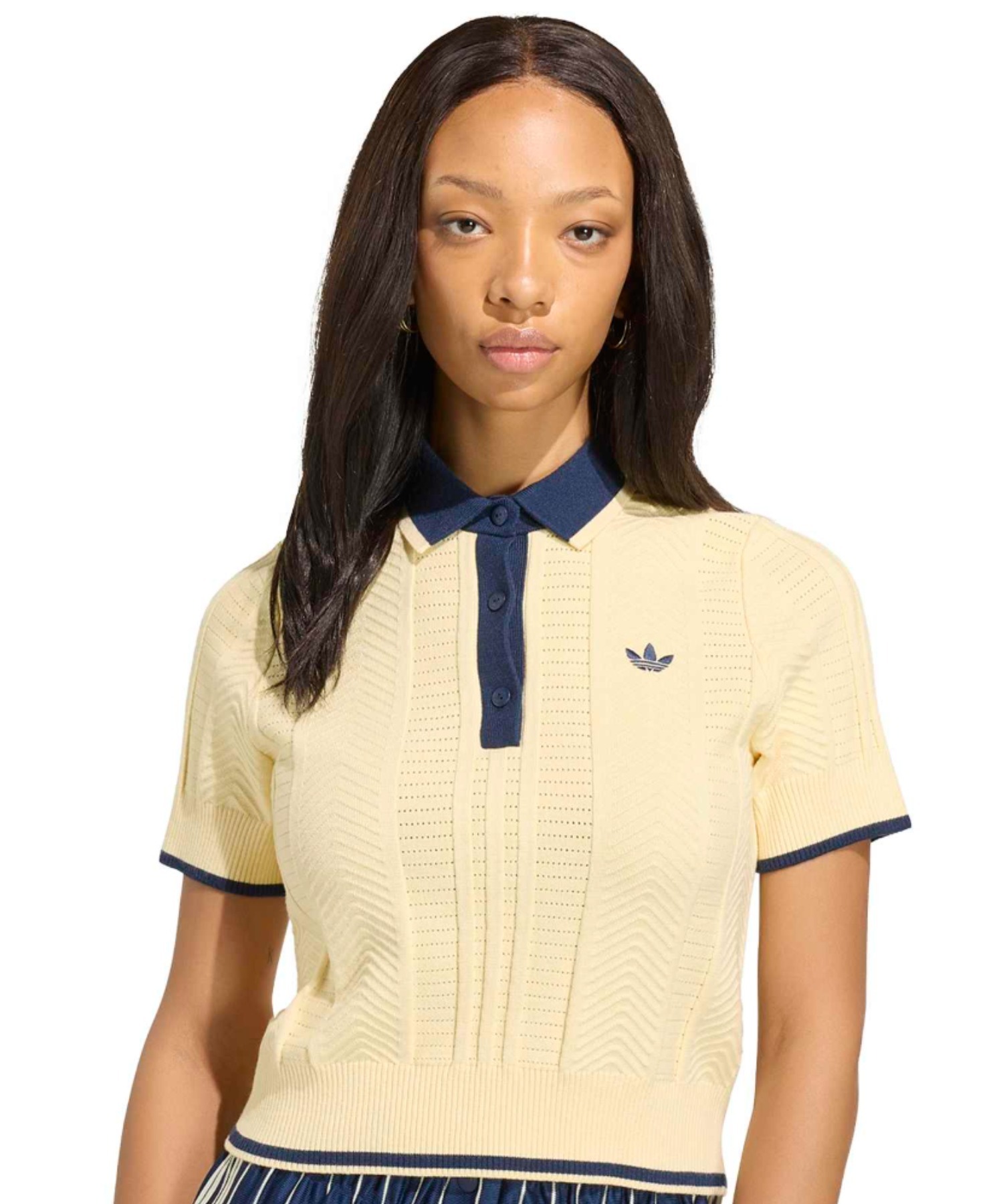 adidas CABLE KNIT CALI TEE POLO — вязанный поло Adidas