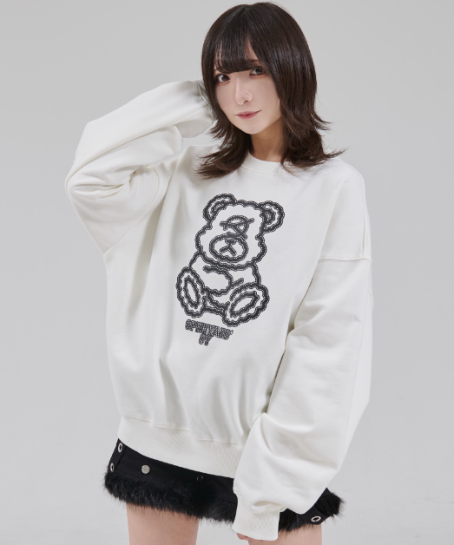 ★様　韓国イブル✨ストライプ柄オーガニッククリームベージュ215×235±5 OY/オーワイ』LINEWORK DOLLY CREWNECK/ラインワーク オードリー