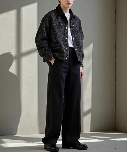 gem　0527 A'GEM/9 × .kom 『BENUSTA /ベヌスタ』FAUX LEATHER COLLAR TWEED