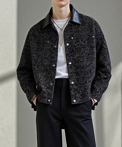 A'GEM/9 × .kom 『BENUSTA /ベヌスタ』FAUX LEATHER COLLAR TWEED