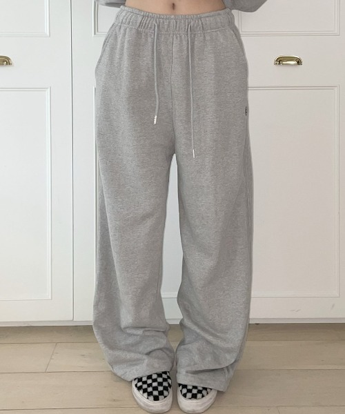 ★muahmuah★送料込み★韓国★LOGO STITCH WIDE BANDING PANTS A'GEM/9 × .kom 『muah muah/ムーアムーア』 LOGO STITCH LINE