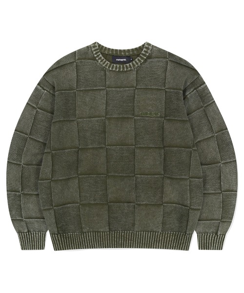 mahagrid/マハグリッド』 PIGMENT CHECKERBOARD KNIT SWEATER