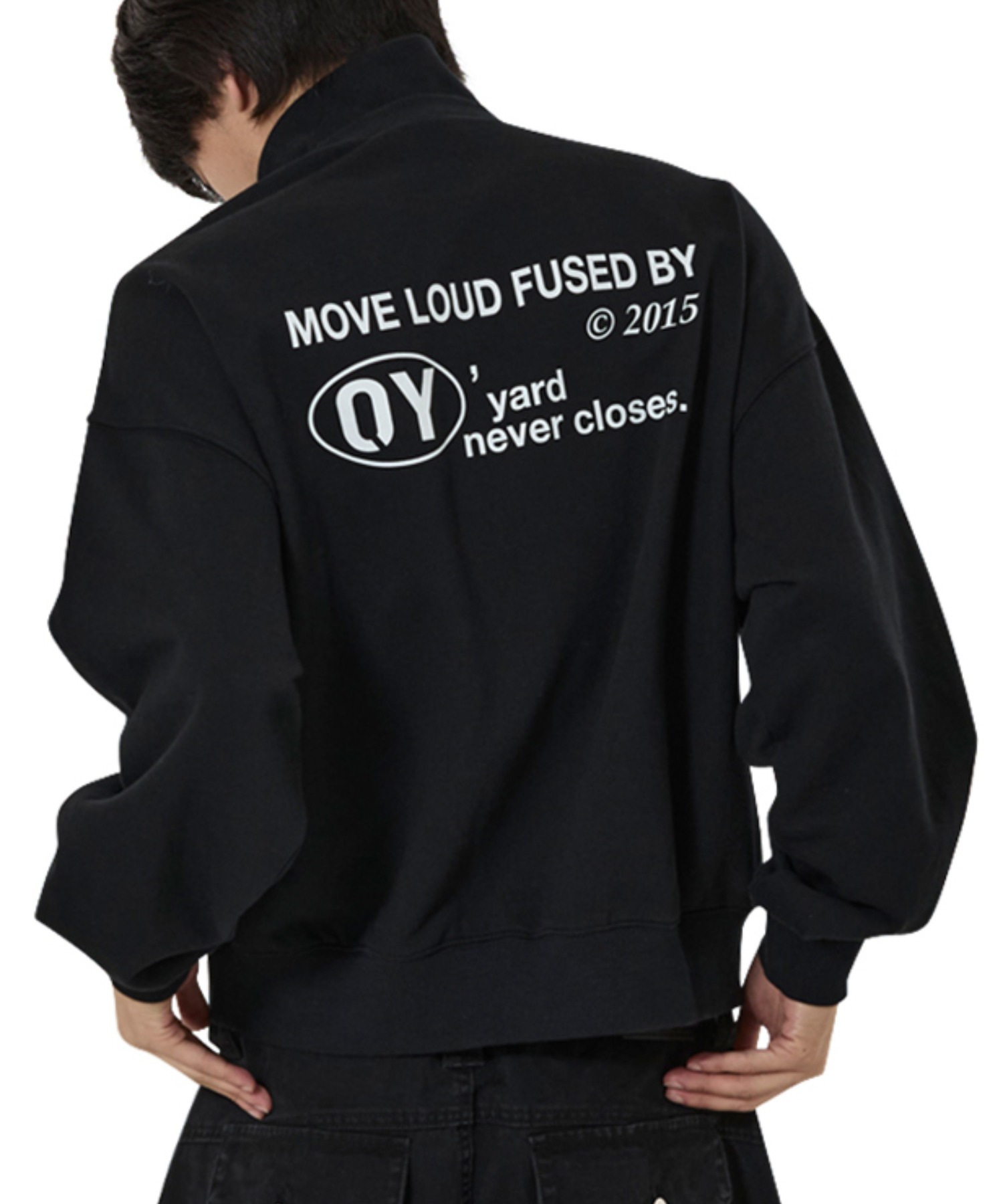1880◆OY オーワイ セットアップ 総柄ロゴ ブラック ナイロン 韓国 OY/オーワイ』LOGO ZIPPER SWEATSHIRT/ロゴ ジッパー スウェットシャツ