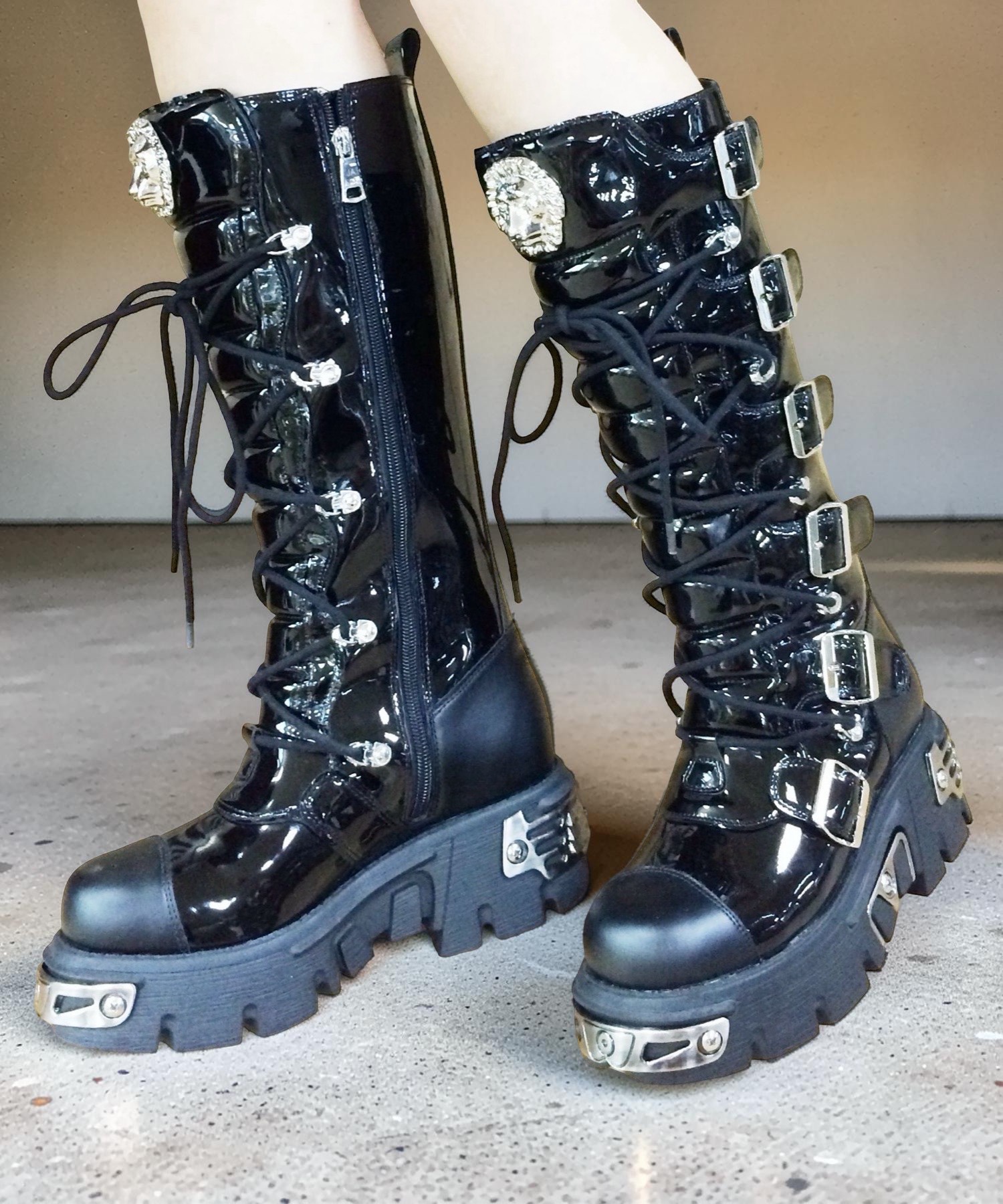XERES×K2×BLACKPEARL 3点セット！ ブーツ交換可能　2683 メタルプレート レースアップロングブーツ JUST ABOUT│Jeffrey