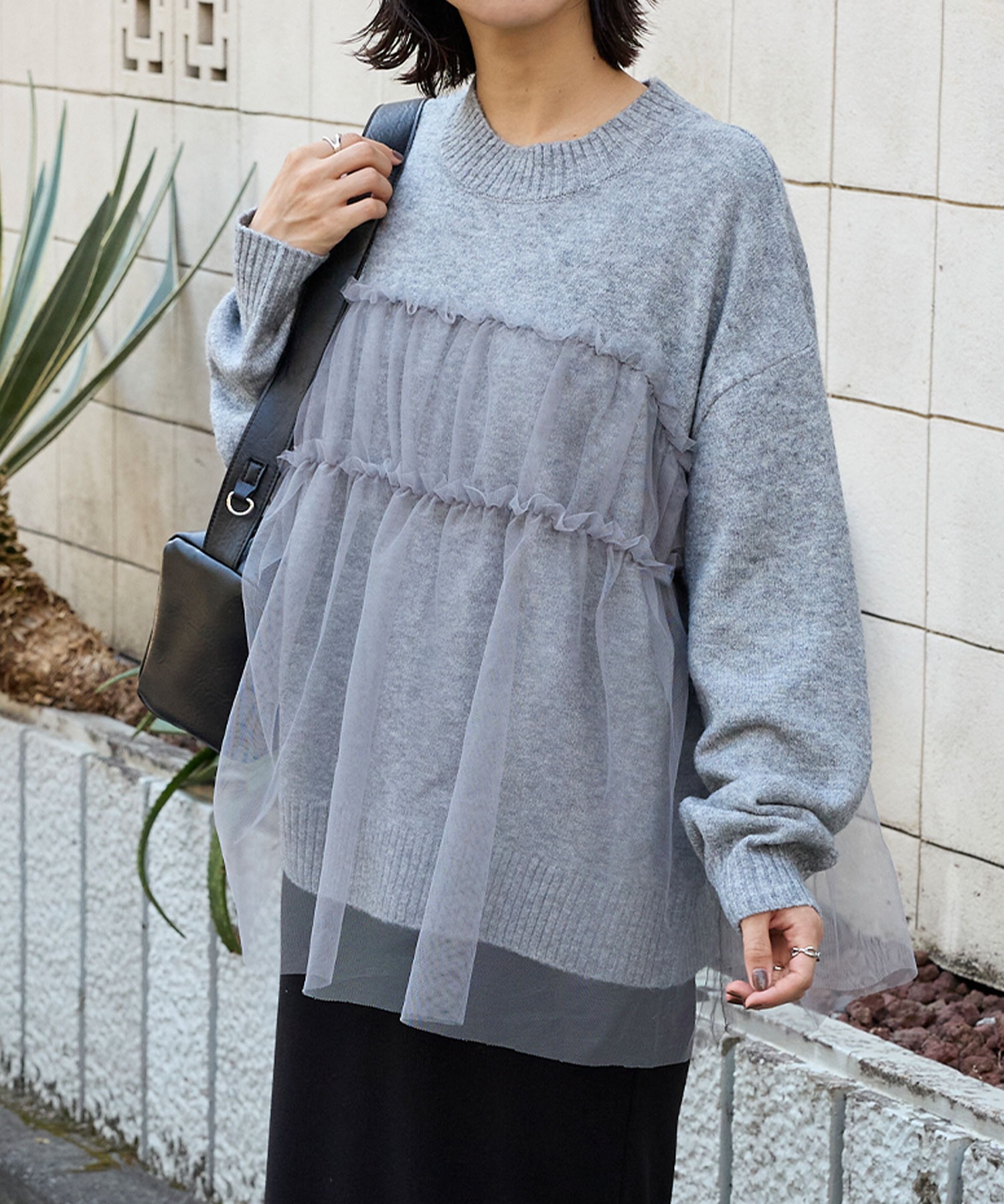 stola. ストラ　チュールドッキングニットプルオーバー EC限定】チュールドッキングニットプルオーバー｜Stola.（ストラ）公式