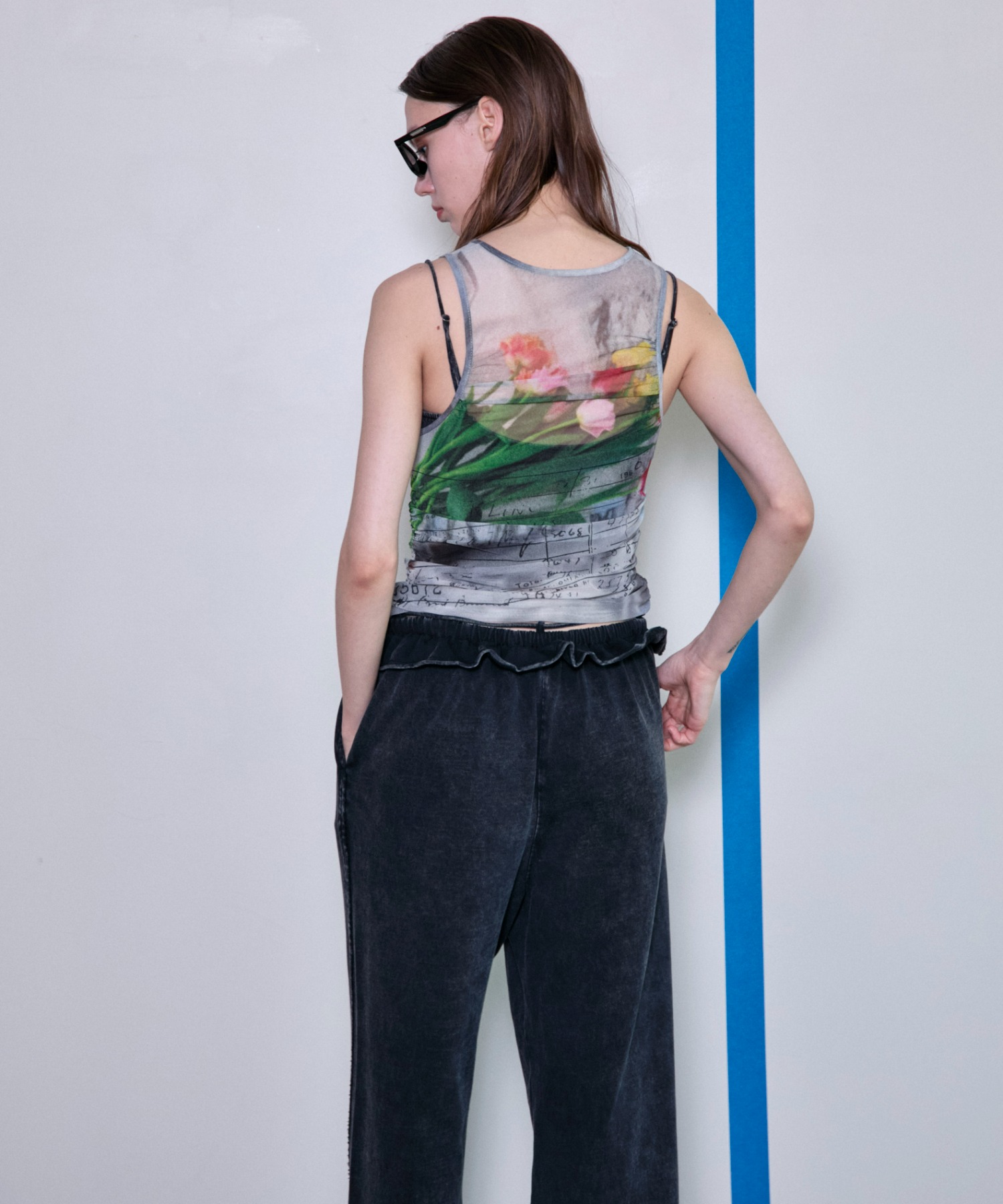 Tulip Gather Mesh Tank Top/チューリップギャザーメッシュタンク