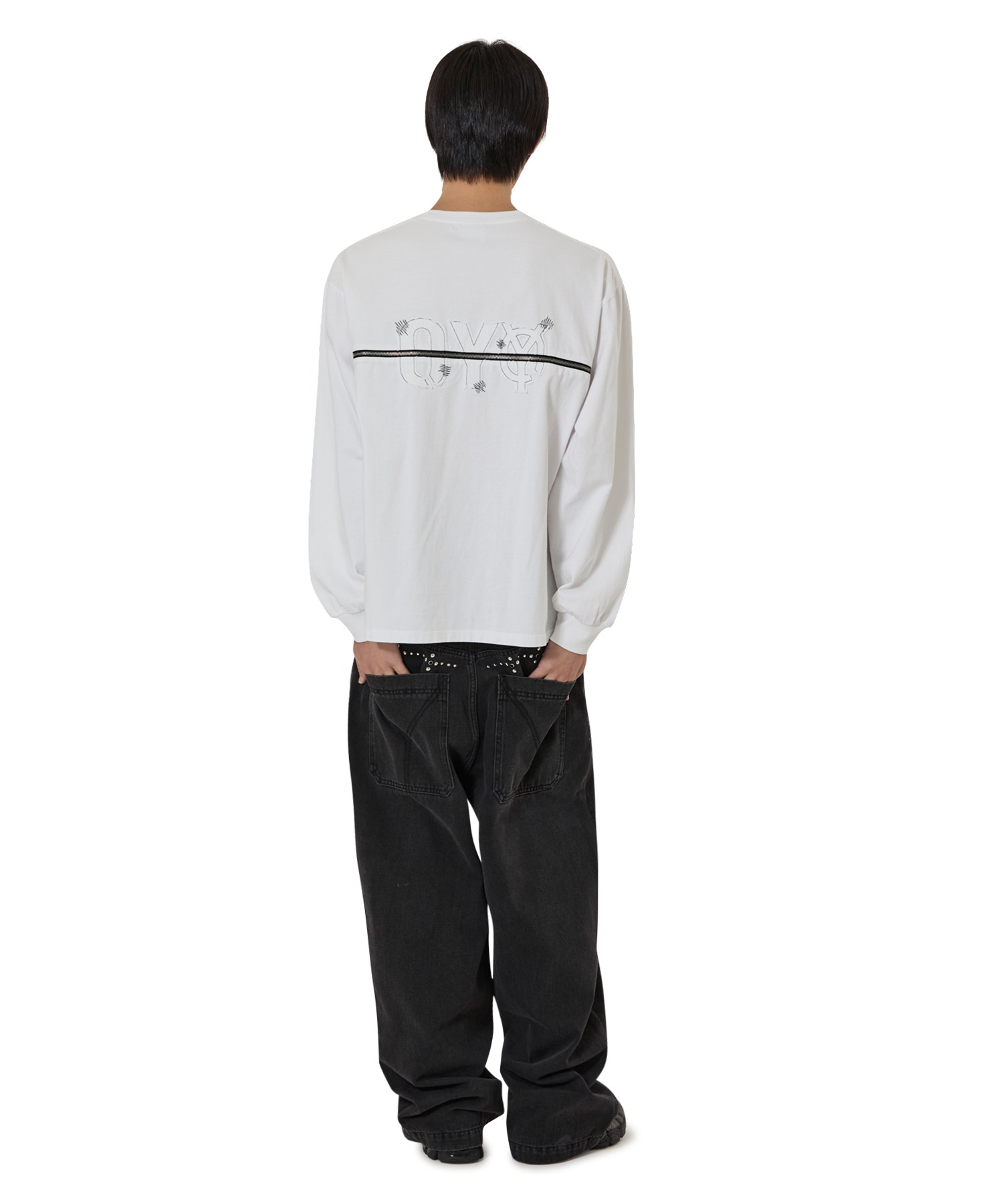 OY/オーワイ』BACK ZIPPER LOGO L/S TEE/バック ジッパーロゴ