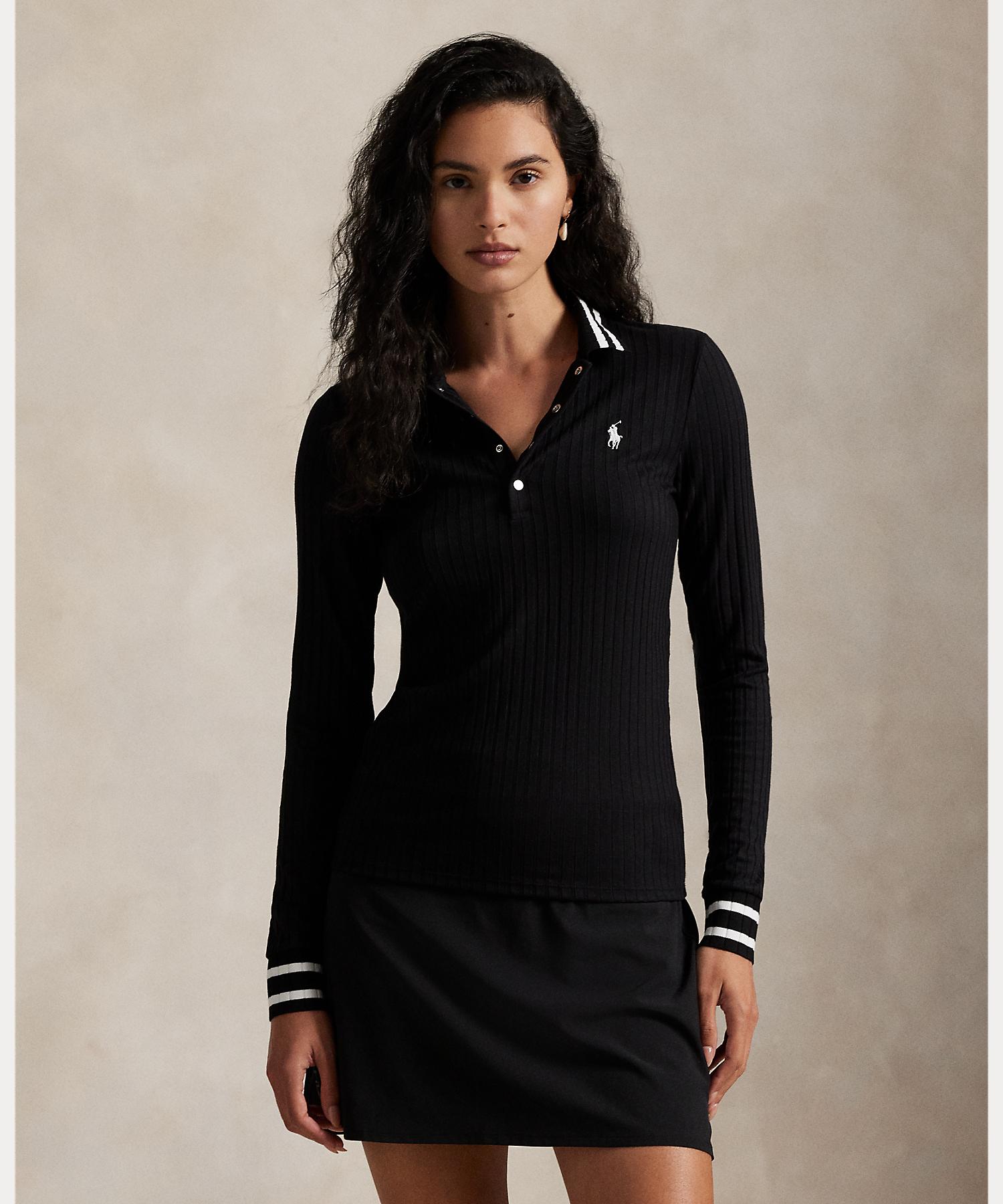 SRIM Fit Rib-knit длинная футболка поло