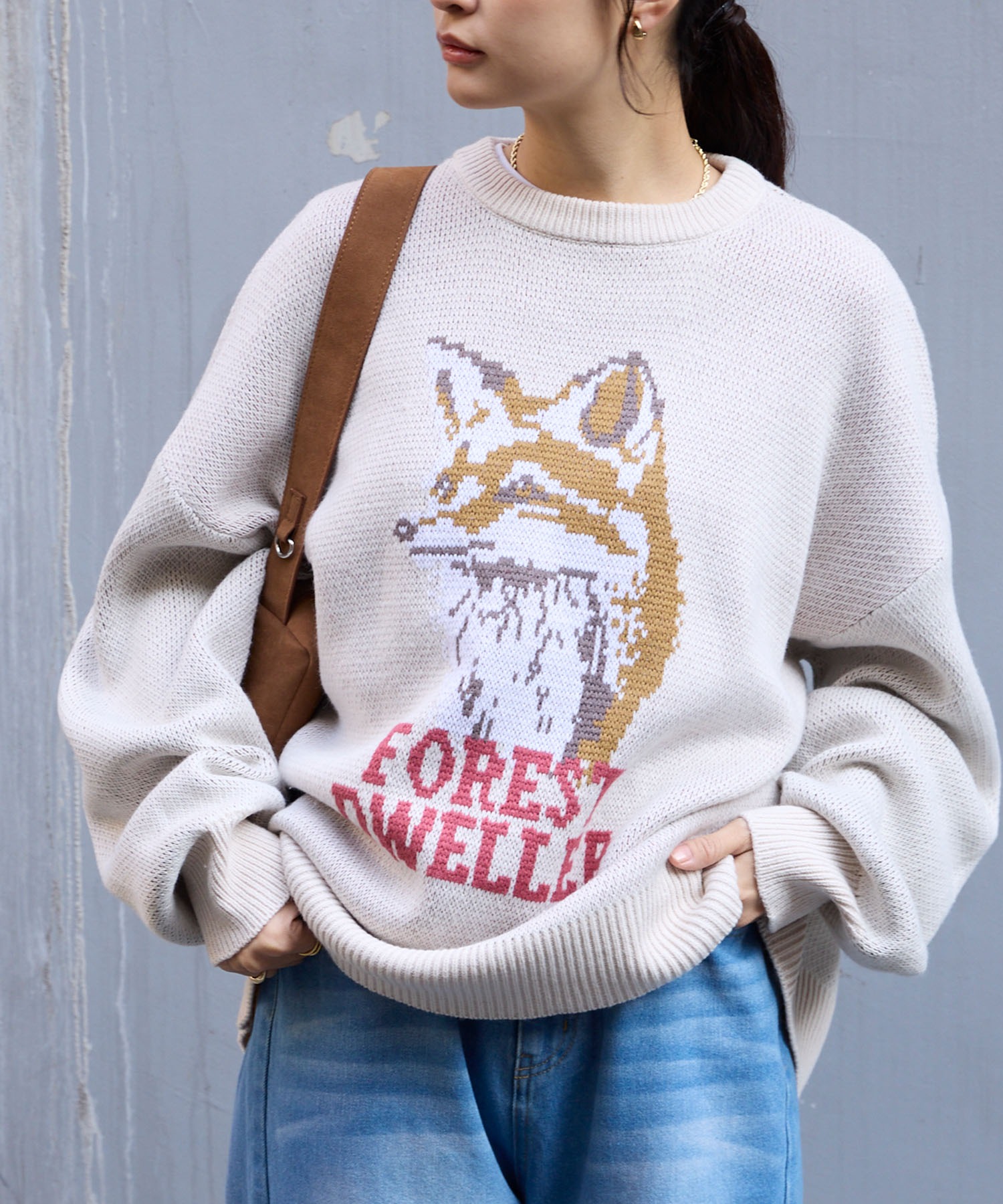 25SS 今季新作 自由区 カットジャガードニット カタログ掲載 洗える 白 M セール】5G ハート柄求心ジャガードニットプルオーバー（ニット