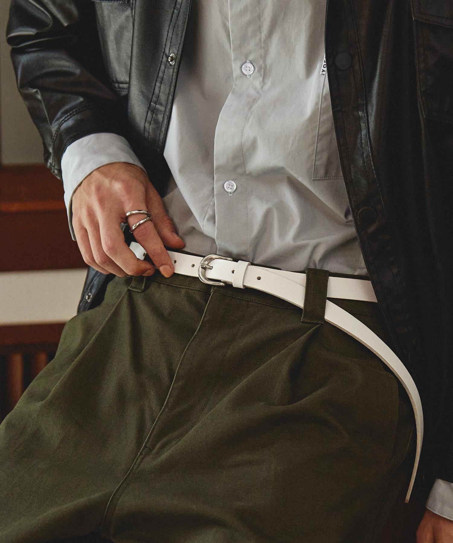 本革ロングレザーナローベルト Real Leather Slim Belt EMMA CLOTHES