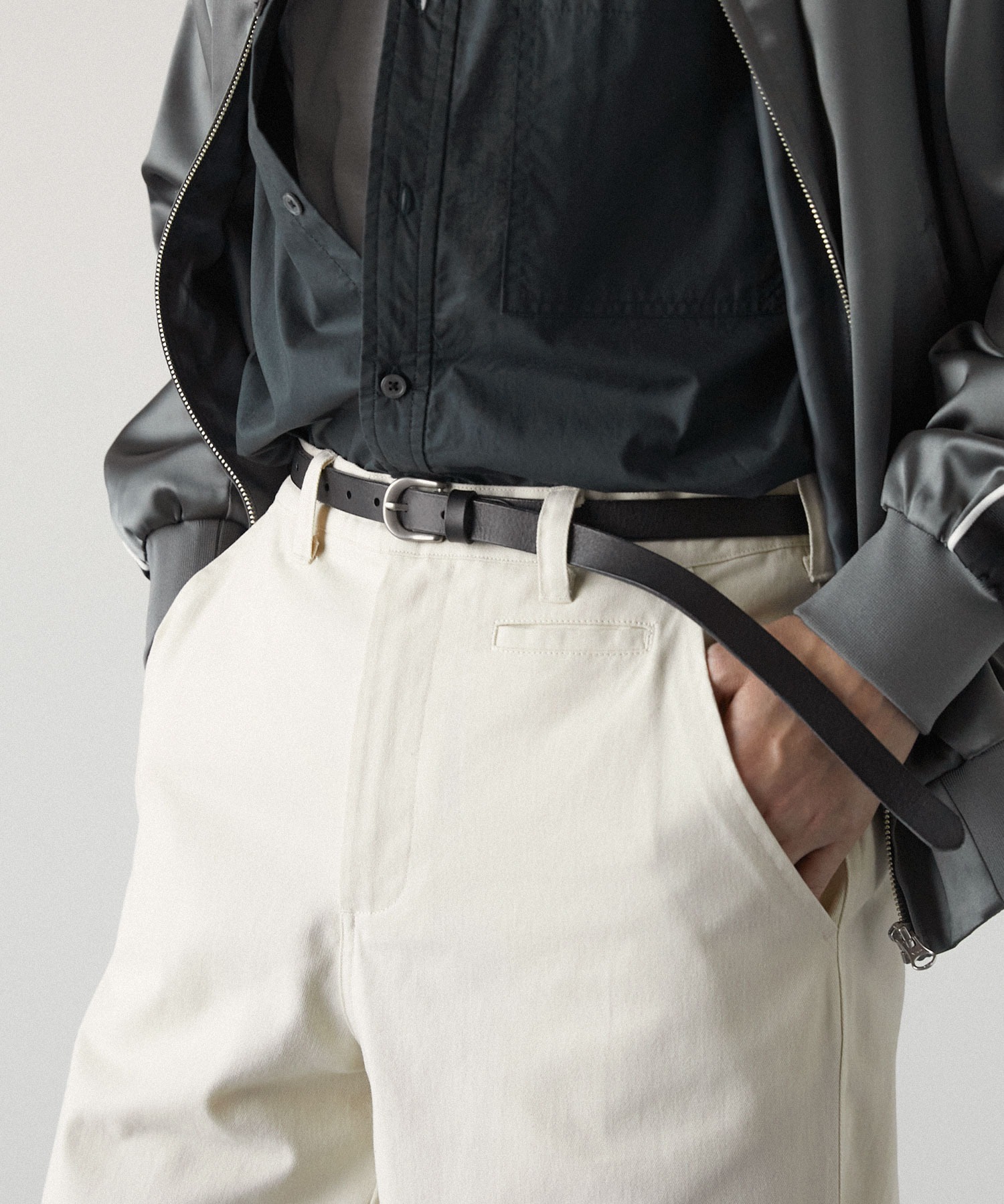本革ロングレザーナローベルト Real Leather Slim Belt EMMA CLOTHES