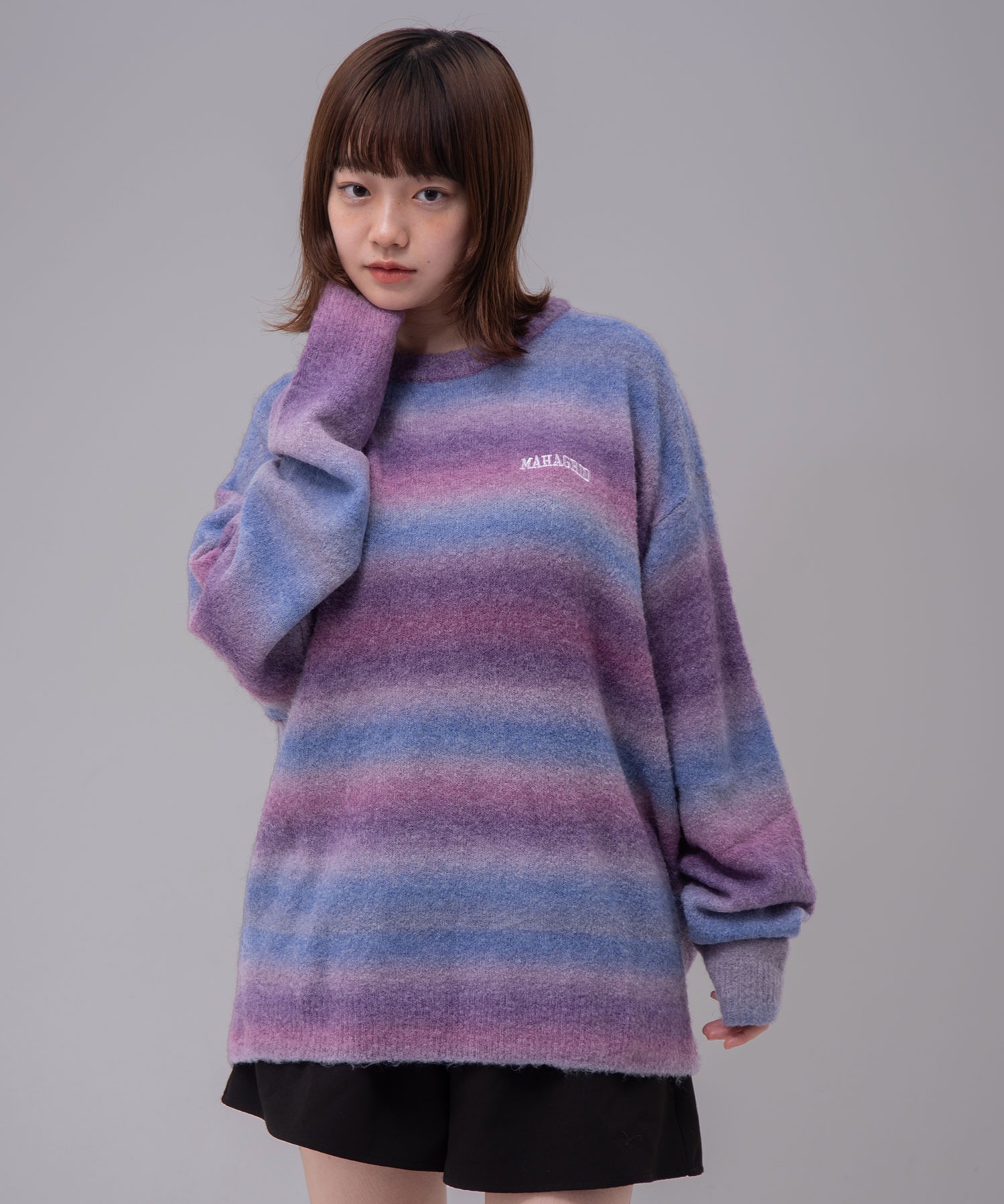 さらに100円引き◆MAHAGRID◆ROSE VARSITY SWEATSHIRT ROSE VARSITY SWEATSHIRT [CHARCOAL] - MAHAGRID