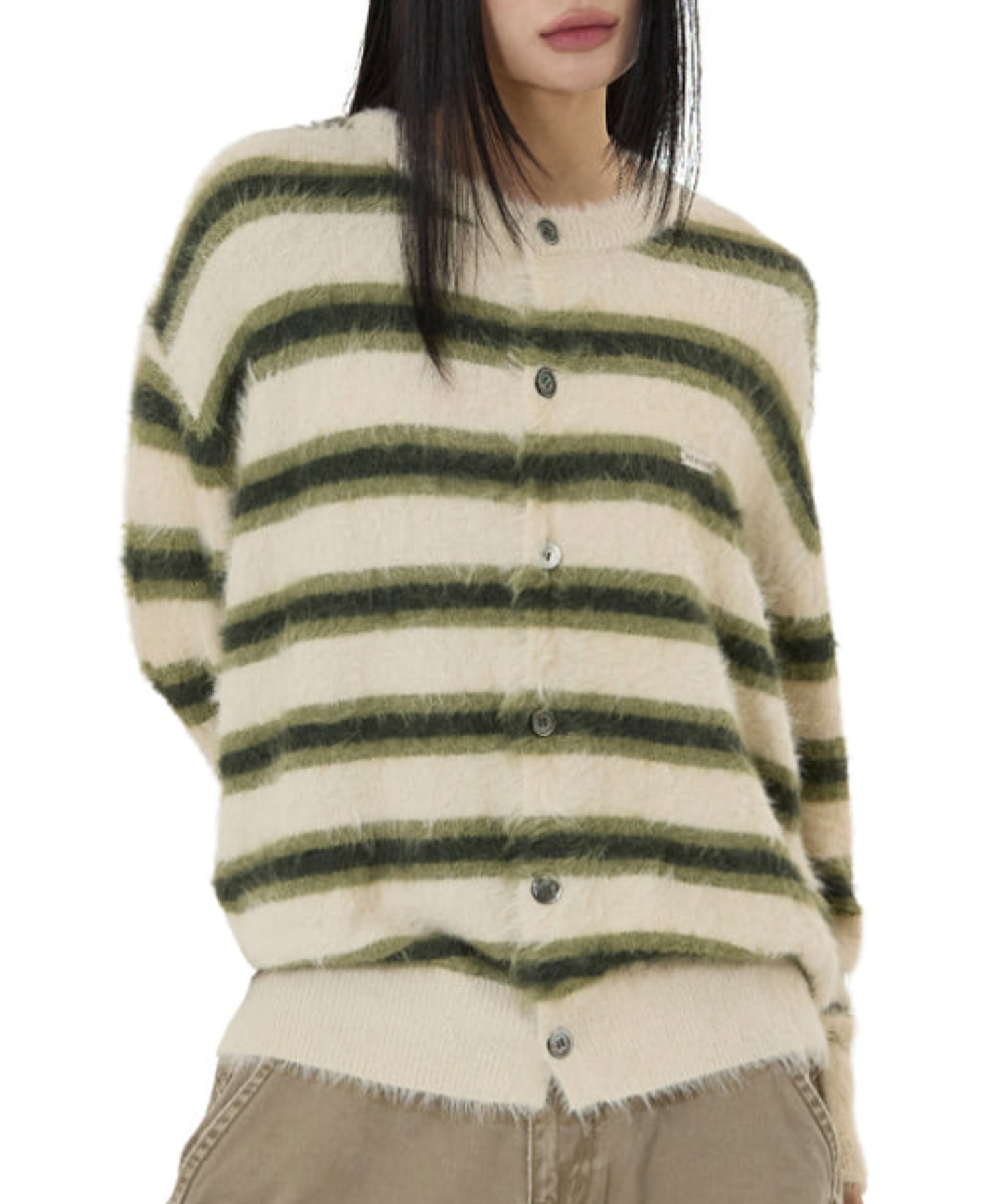 OY/オーワイ』HAIRY STRIPE KNIT CARDIGAN/ヘアリーストライプ ニット 