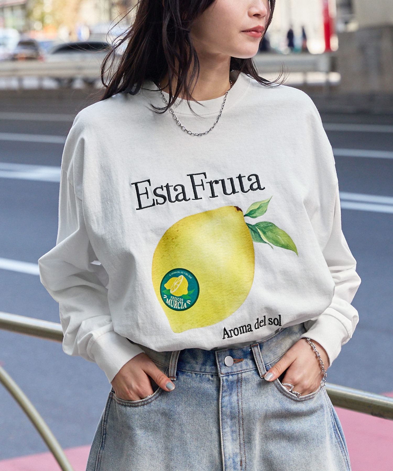 オーバーサイズフルーツグラフィックプリントTシャツ Cut