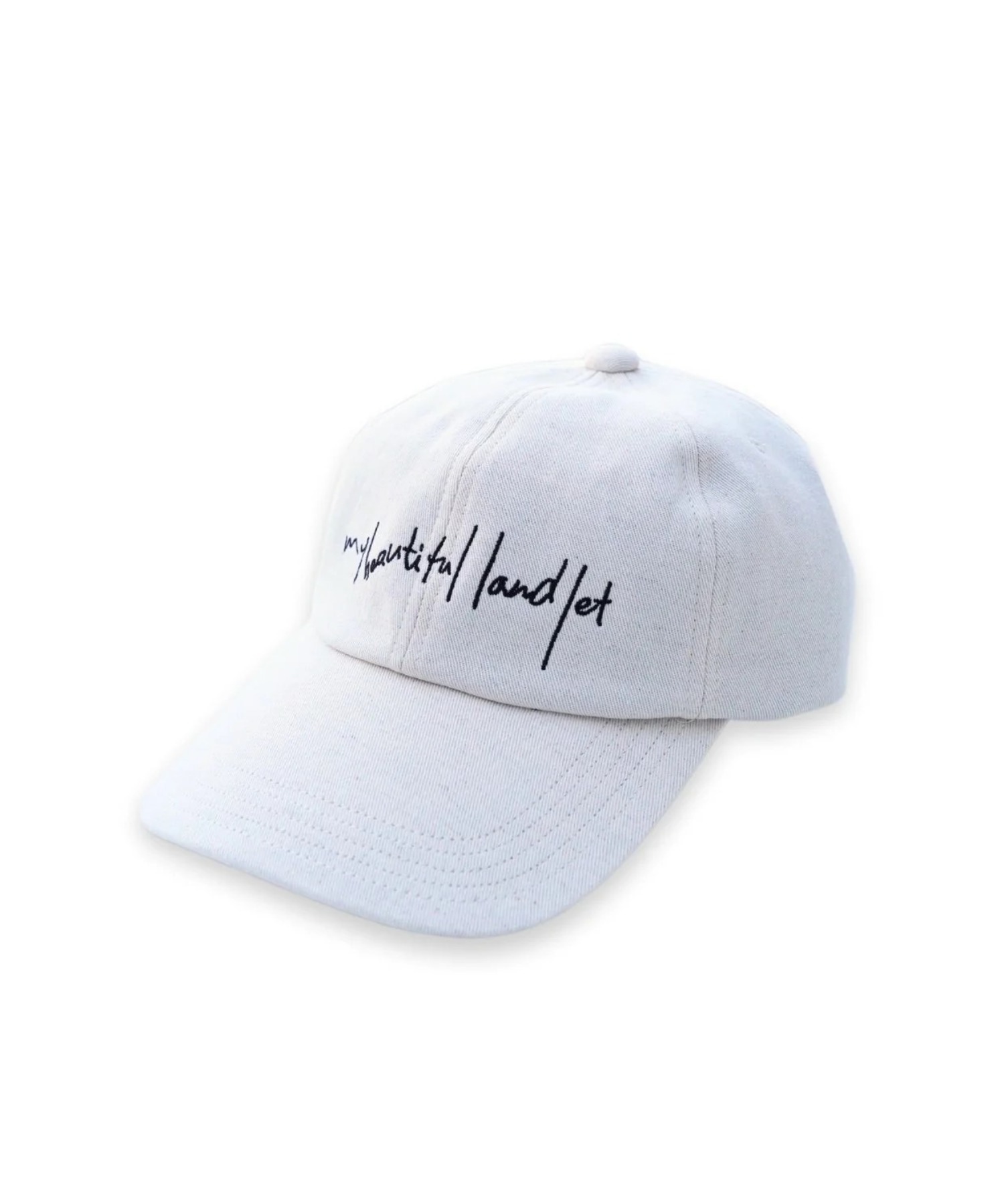 my beautiful landlet】COTTON LINEN BASEBALL LOGO CAP