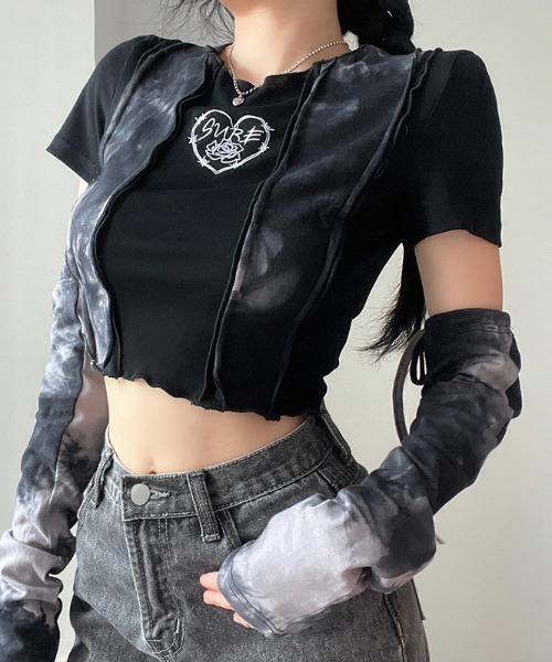 チャコット✴︎トリピュア✴︎Tシャツとアームカバーのセット　黒 チャコット✴︎トリピュア✴︎Tシャツとアームカバーのセット黒