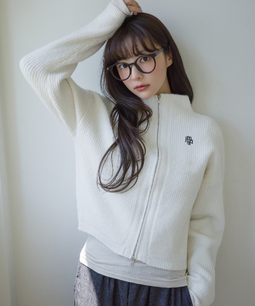 A'GEM/9 × .kom 『muah muah/ムーアムーア』SOLID STITCH KNIT ZIPUP