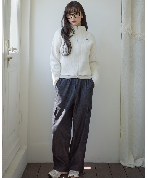 むむむ A'GEM/9 × .kom 『muah muah/ムーアムーア』SOLID STITCH KNIT ZIPUP