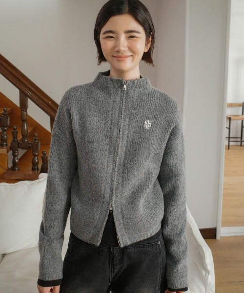 A'GEM/9 × .kom 『muah muah/ムーアムーア』SOLID STITCH KNIT ZIPUP