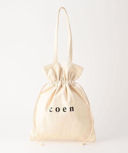 ＜コーエン＞ レディース 【WEB限定】＜coen＞ロゴトート巾着バッグ オフホワイト