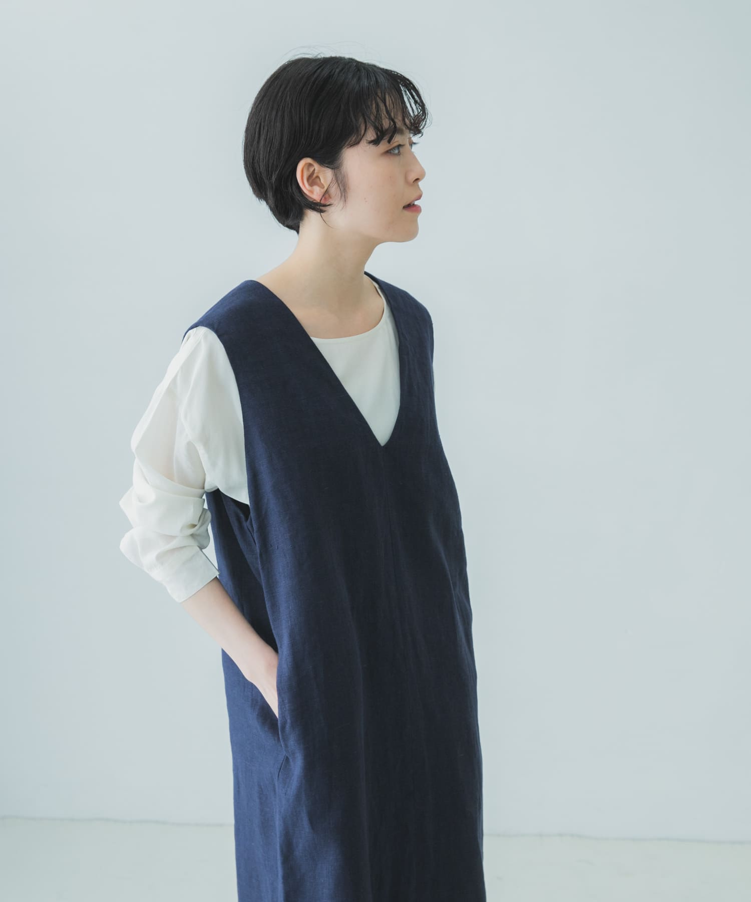 ヘビーリネンボックスワンピース 訳あり品送料無料