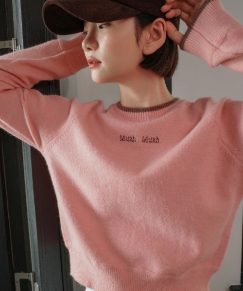 A'GEM/9 × .kom 『muah muah/ムーアムーア』 STITCH COMBI RAGLAN KNIT