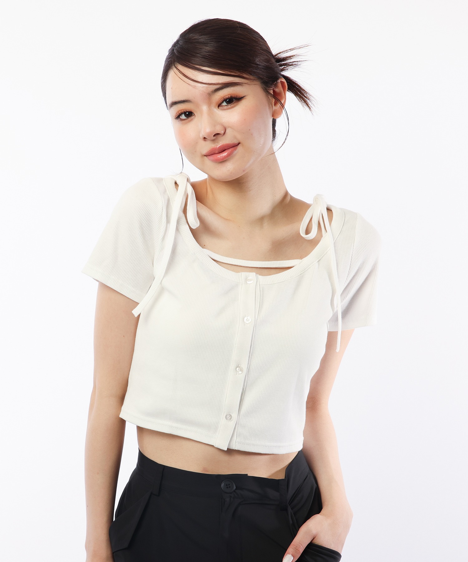 Sheller 可愛すぎるシェリエオフショルエアリーシフォントップス アイボリー Sheller 可愛すぎるシェリエオフショルエアリーシフォントップス