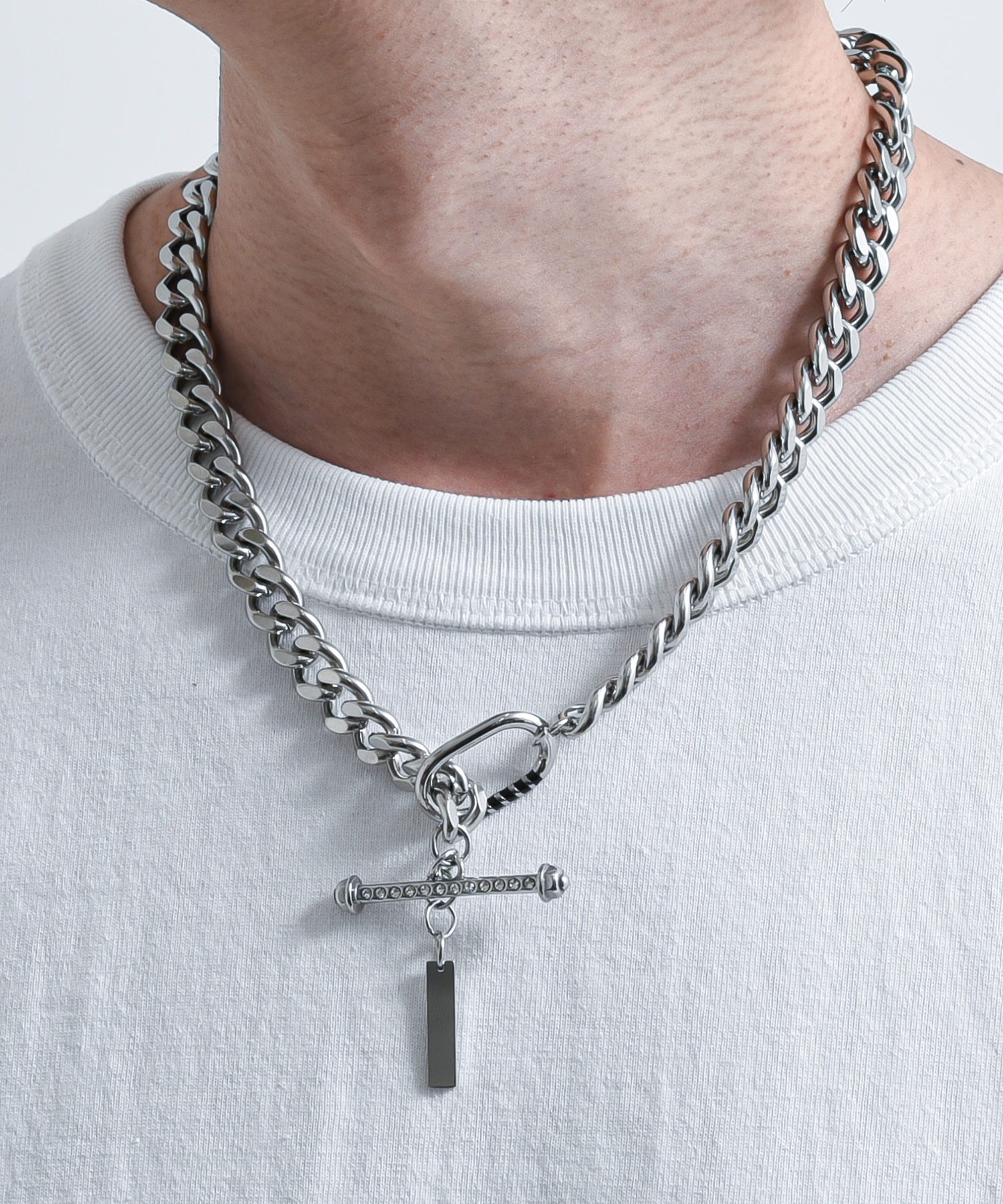 A'GEM/9 × .kom 『BENUSTA /ベヌスタ』Rhinestone Bar Chain Necklace
