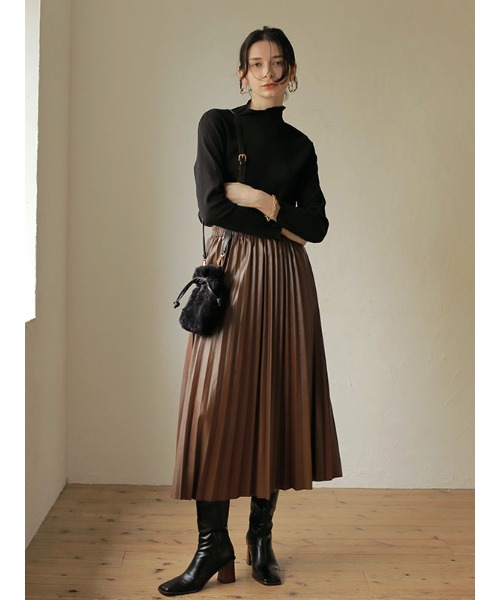 ACYMEco leather 好きに 最大88％オフ pleats スカート