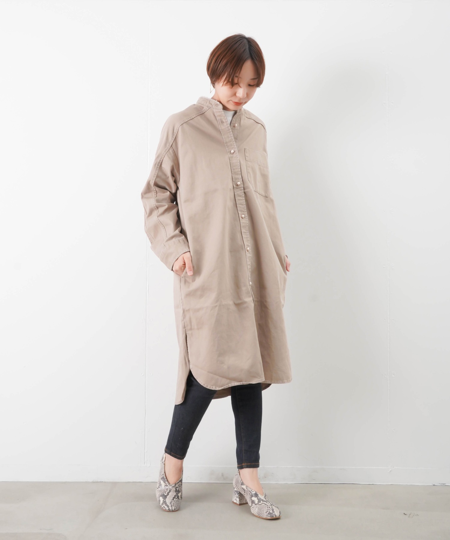 Blanc Basque ブランバスク パールボタン スタンドワンピース Reshad Edu Af