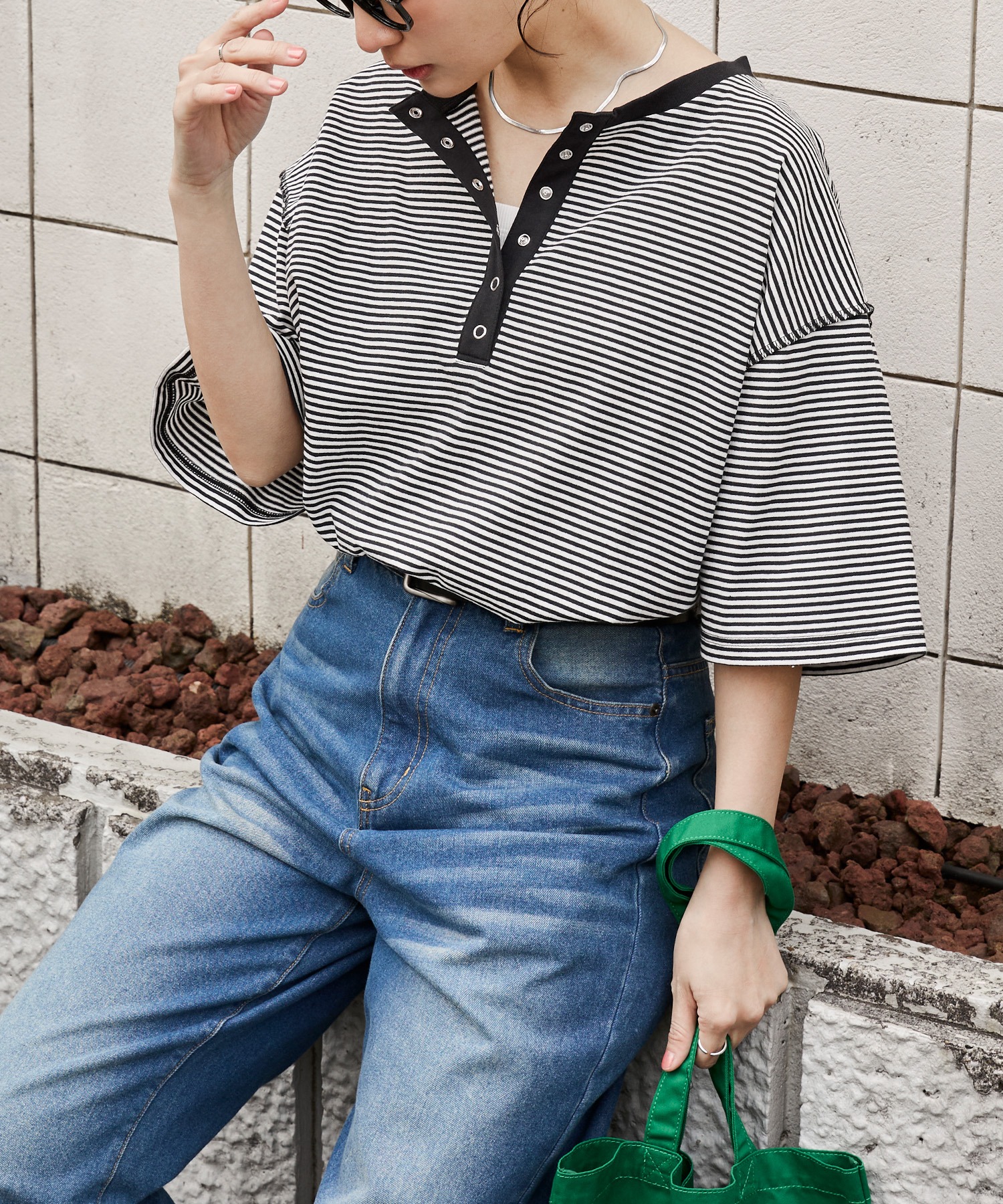drawer ドロップショルダー シャツ シトリー SITRY 【SITRY】オーバーサイズ ドロップショルダー バンド