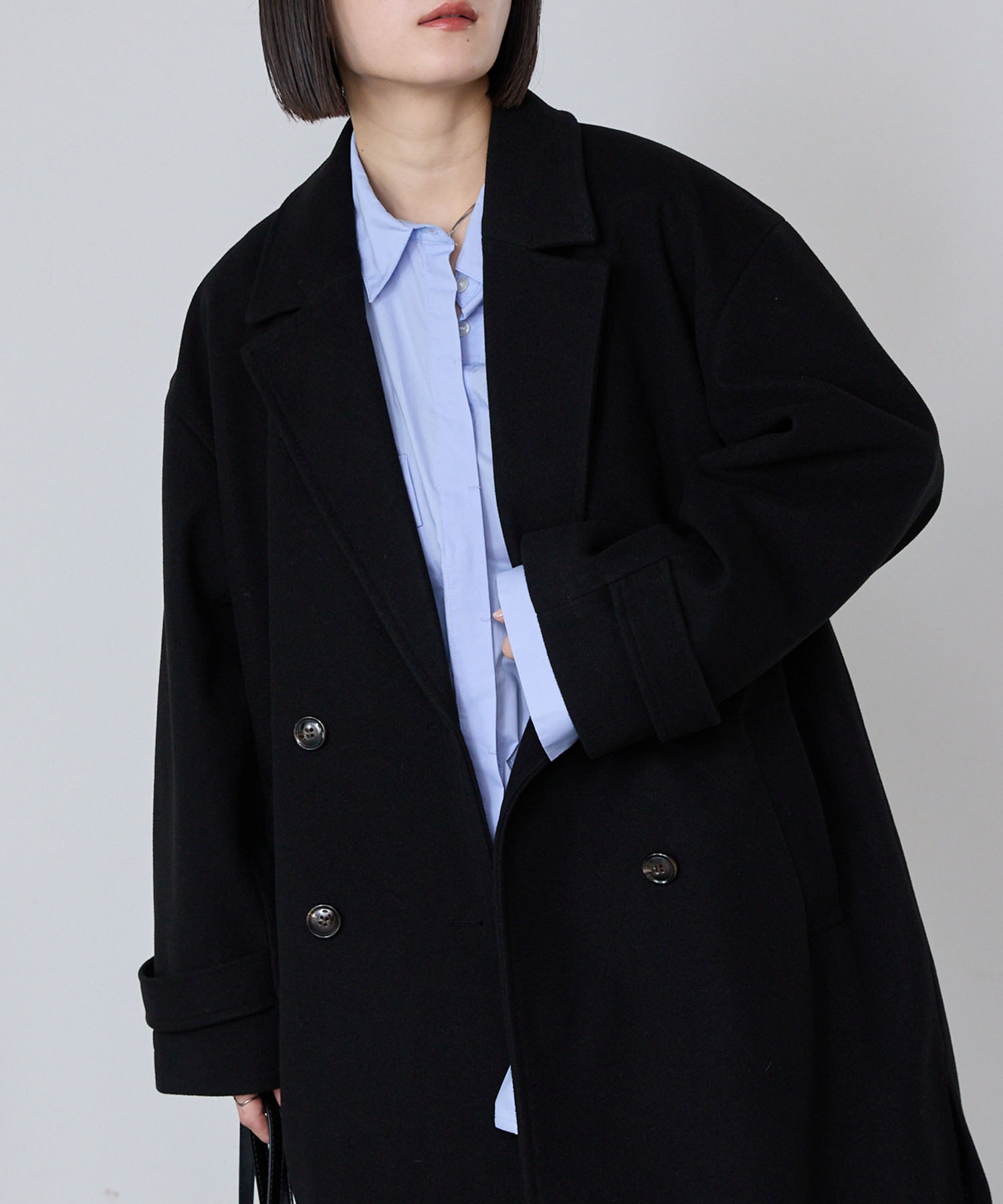 ニットメルトンサイドスリットロングチェスターコート MONO-MART│MONO