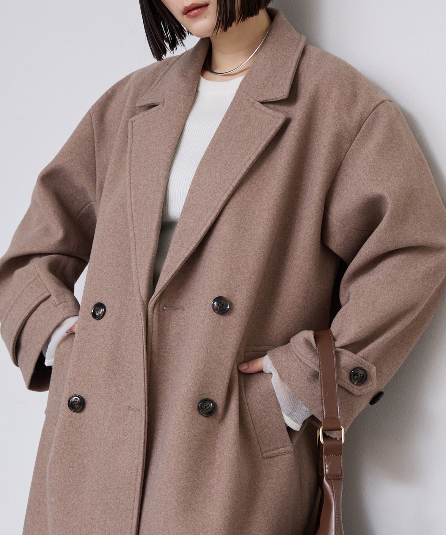 ニットメルトンサイドスリットロングチェスターコート MONO-MART│MONO