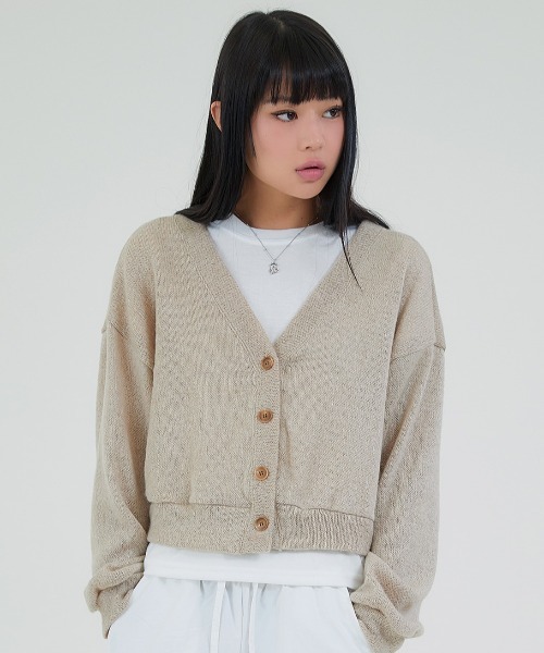 A'GEM/9 × .kom『ACOVER/オコボ』CROPFIT V-NECK WOOL KNIT CARDIGAN