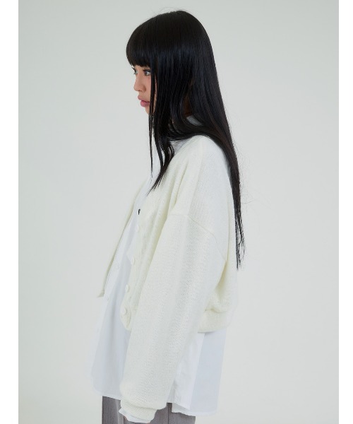 アディアム　2023　ニットショートカーディガン　2way　クロップド　Vネック 楽天市場】クロップド起毛ニットカーディガン カーディガン