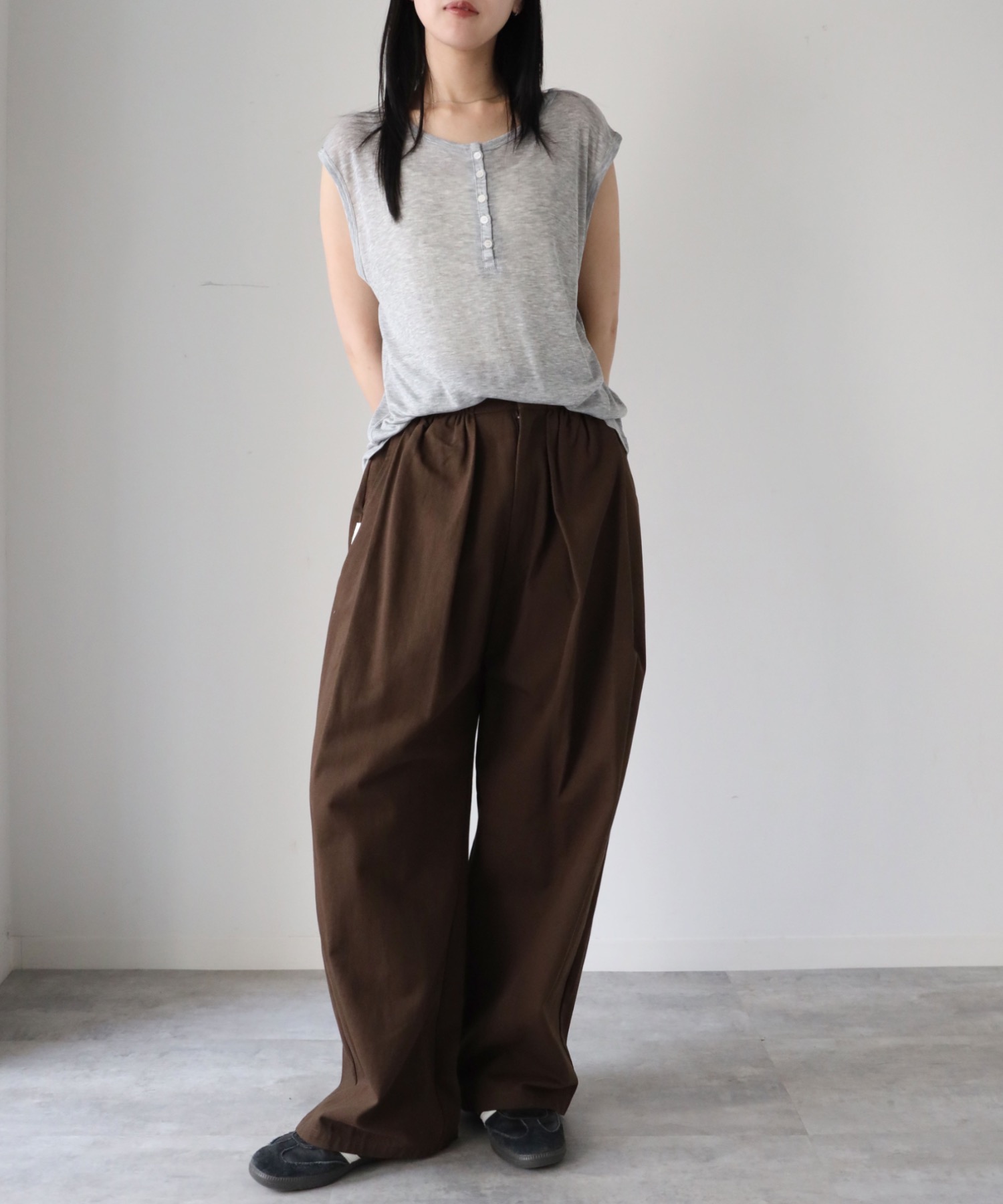 model：164cm. 着用サイズ：FREE