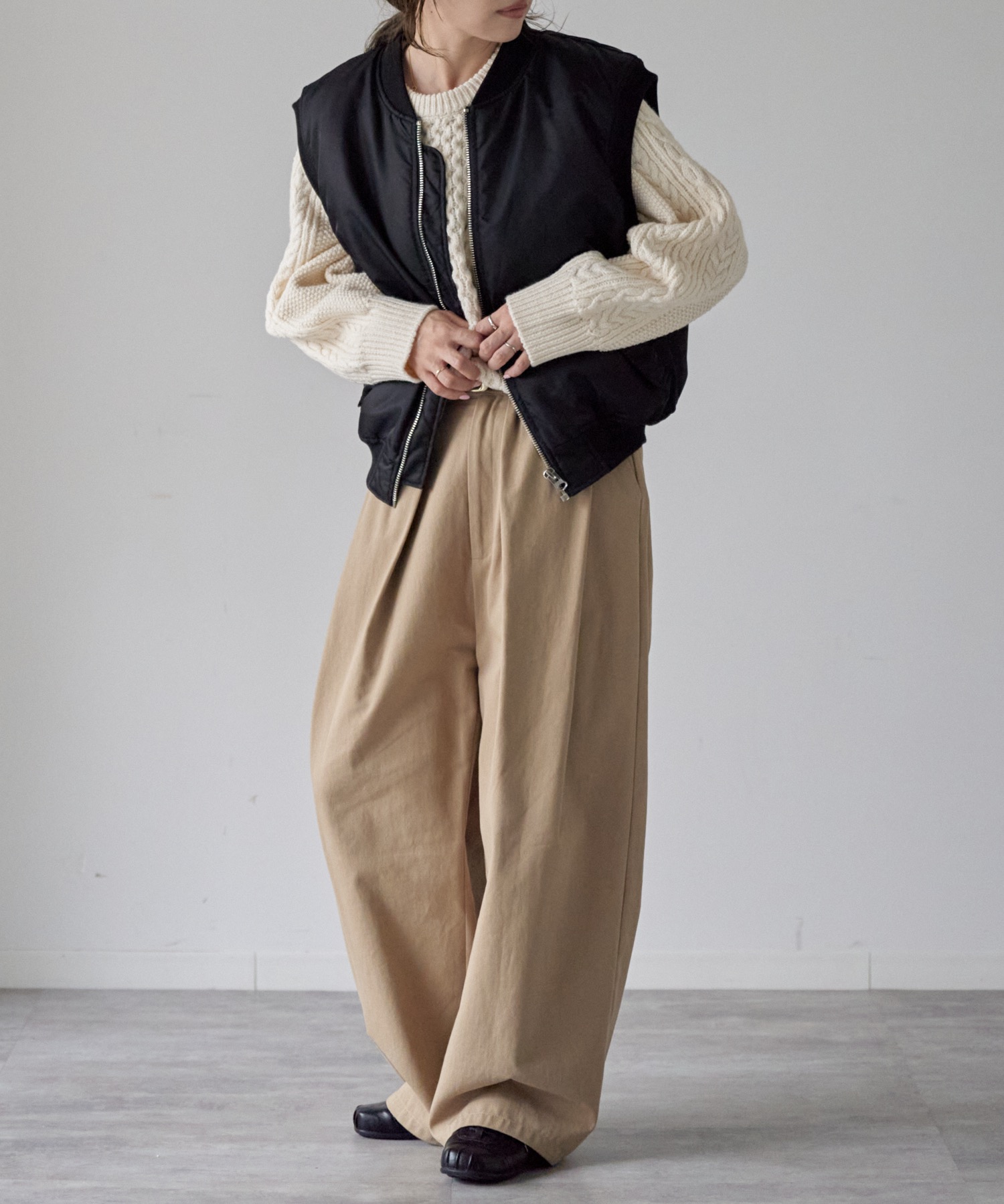 model: 162cm. 着用サイズ：FREE