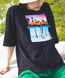 カリフォルニアビーチフォトプリントTシャツ