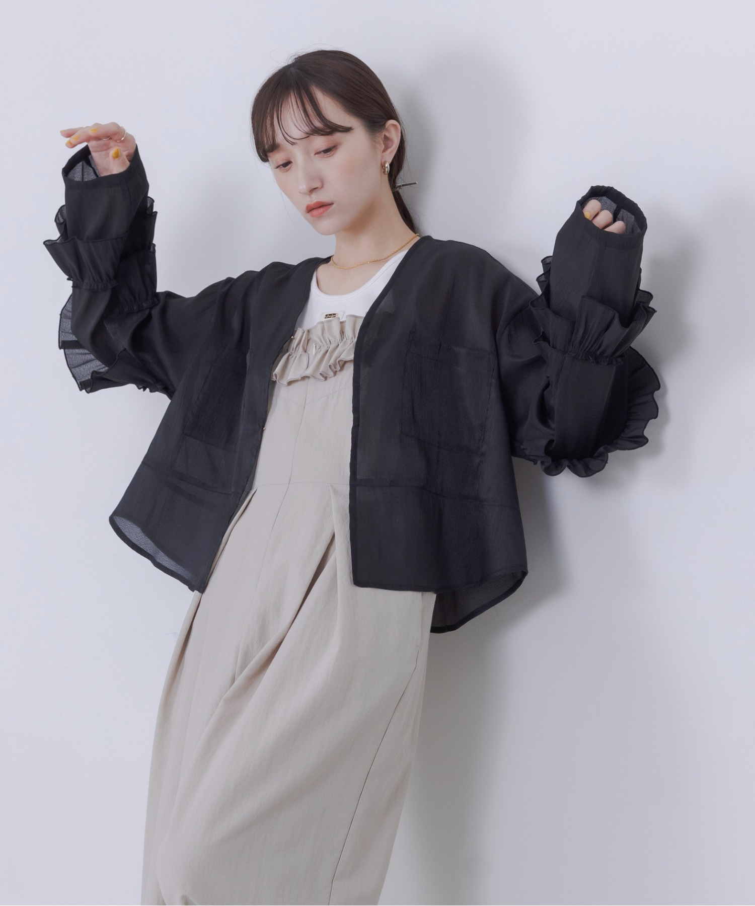 未使用 Eimee Law エイミーロウ フリルスリーブ スタンドカラー