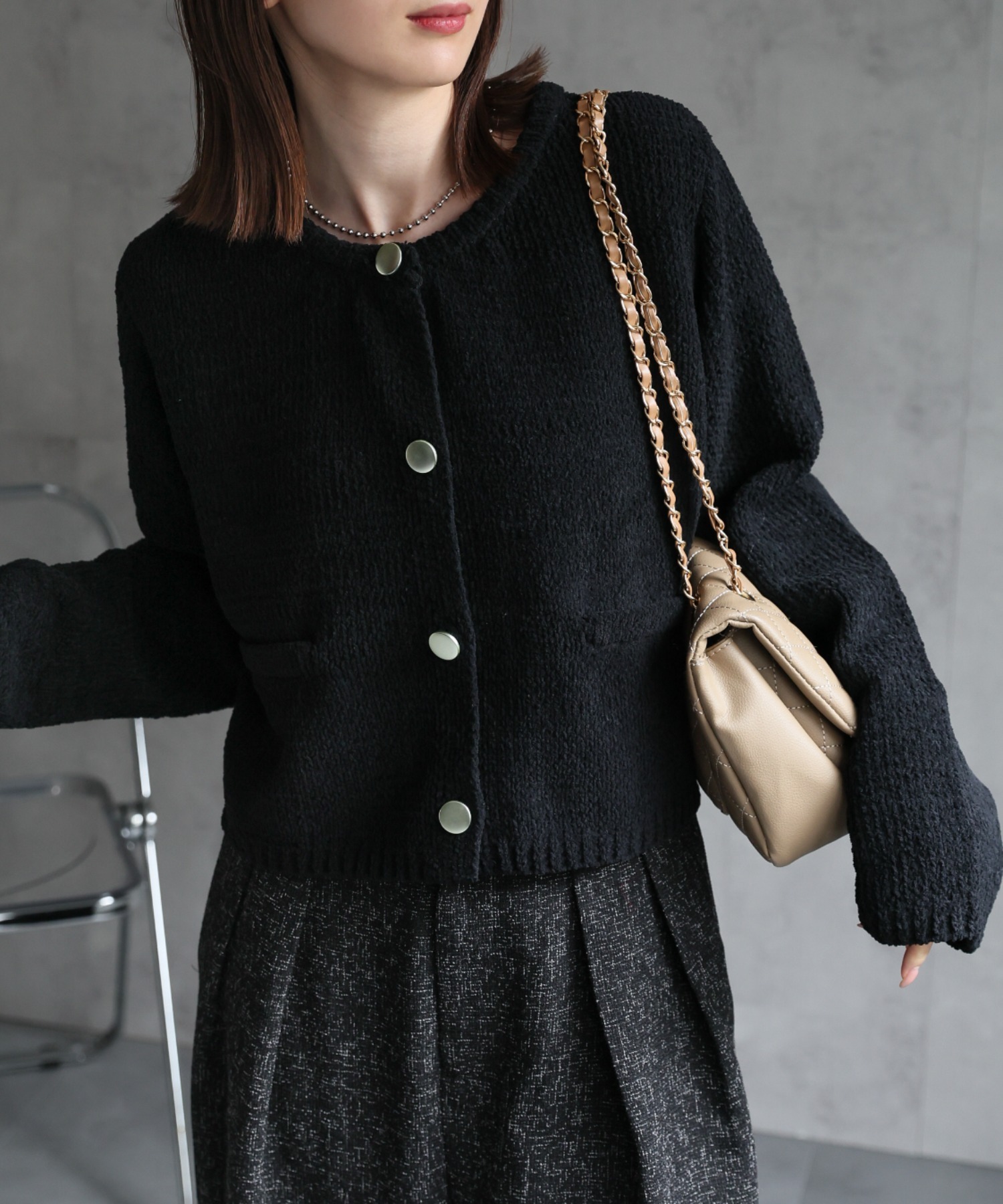 model：162cm 着用サイズ；F
