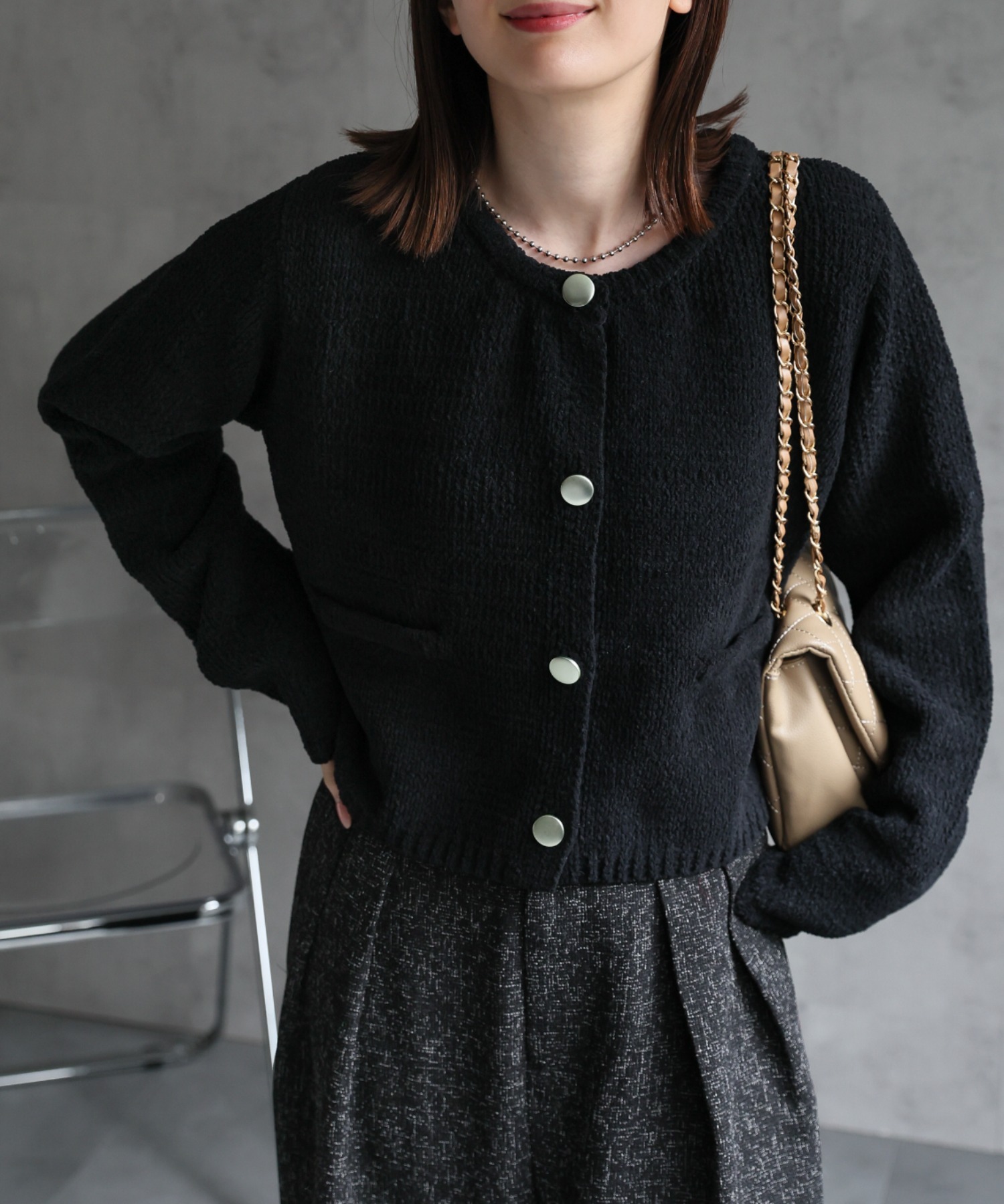 model：162cm 着用サイズ；F