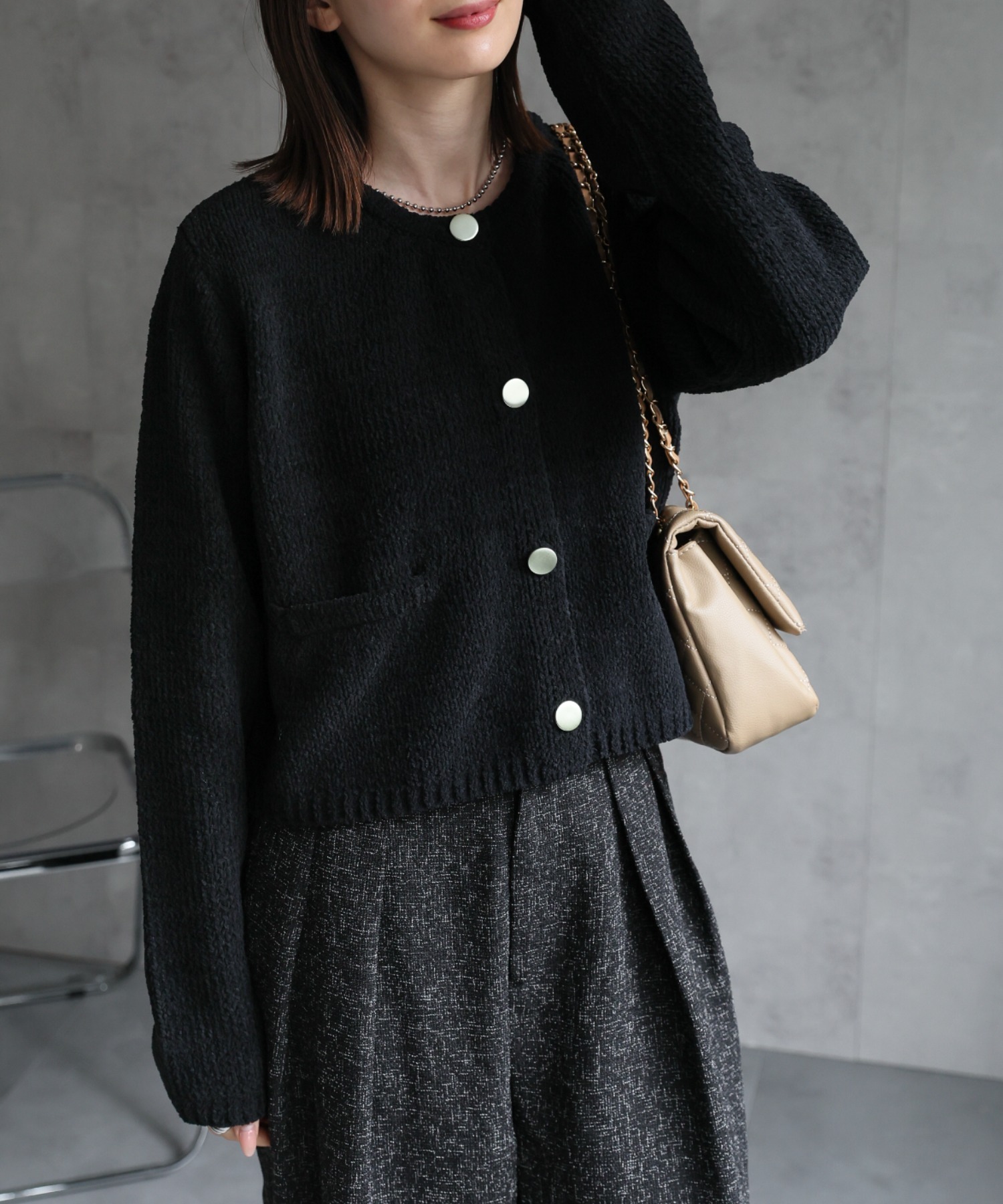 model：162cm 着用サイズ；F