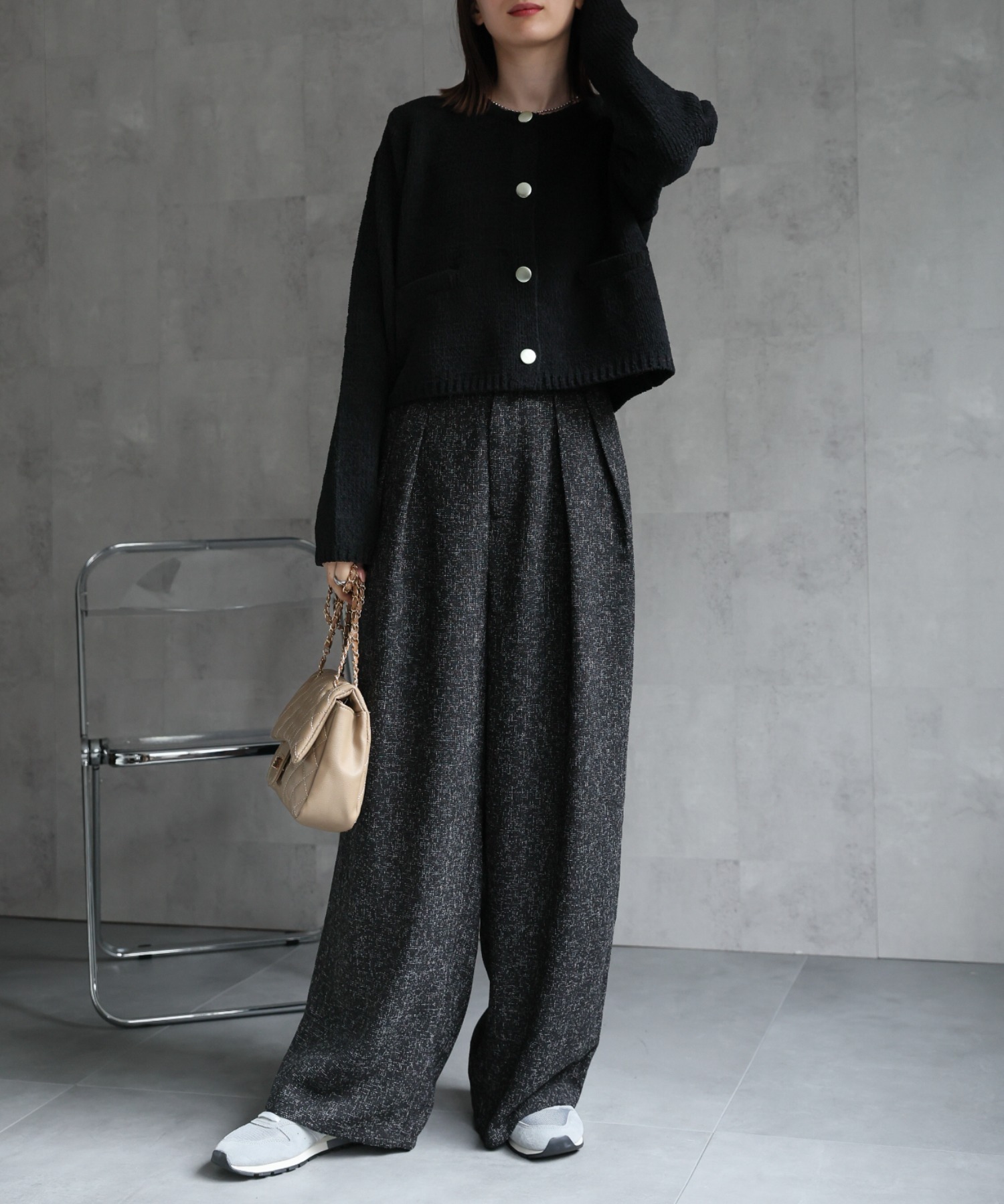 model：162cm 着用サイズ；F