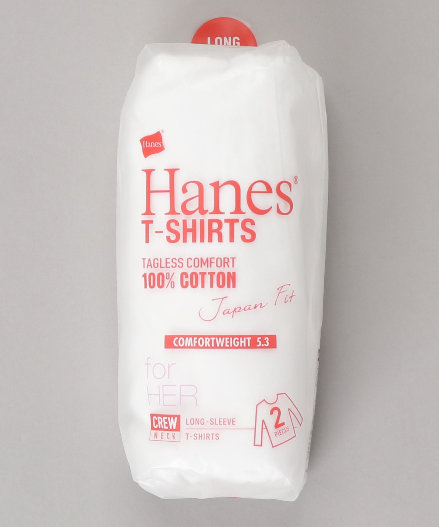 HANES ヘインズ ＪＡＰＡＮＦＩＴロングスリーブ２Ｐ ＨＷ５４３０ 無地 新品■送料無料■ 透けにくい5.3oz ジャパンフィット 2枚組 【日本未発売】